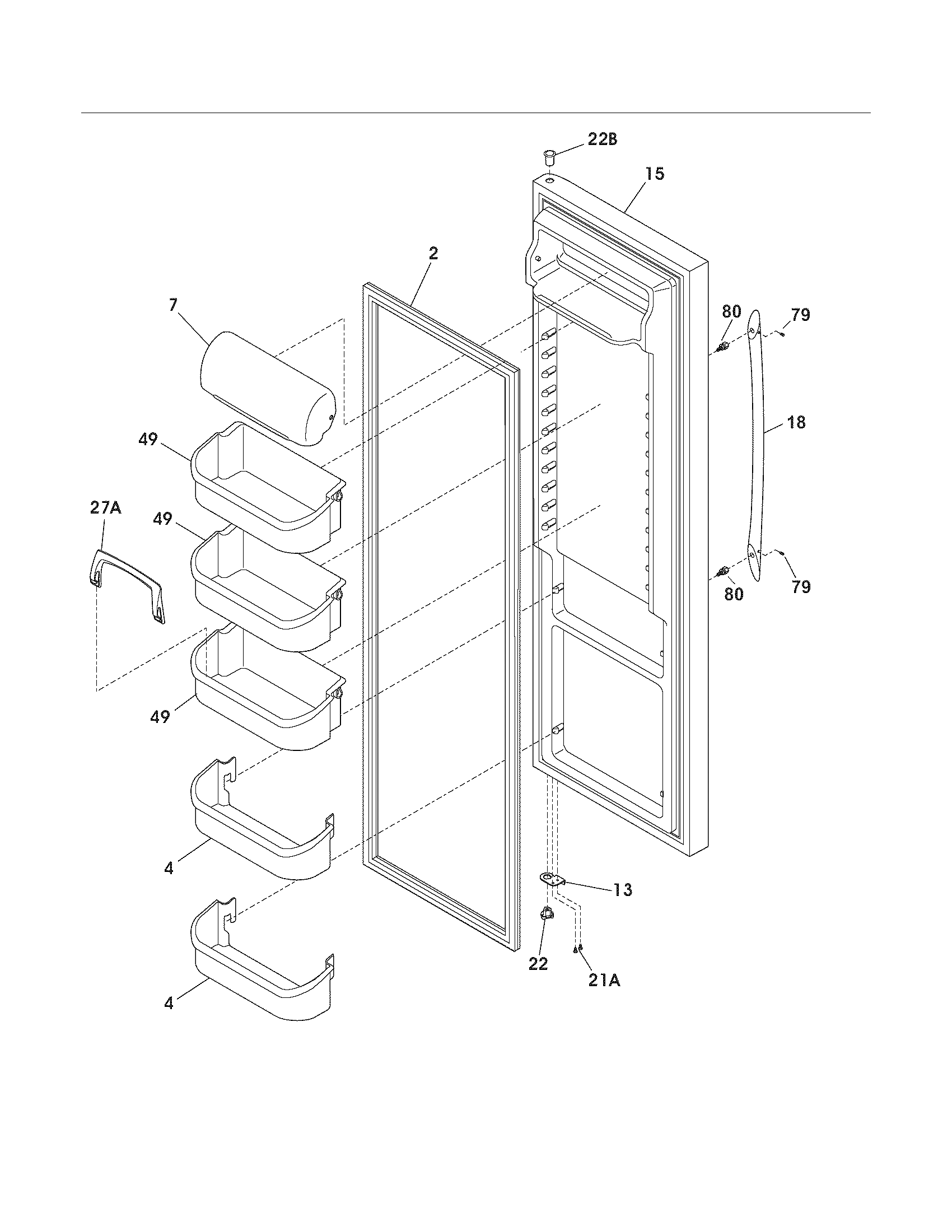 Frigidaire FRS6B7EESB1 refrigerator door diagram