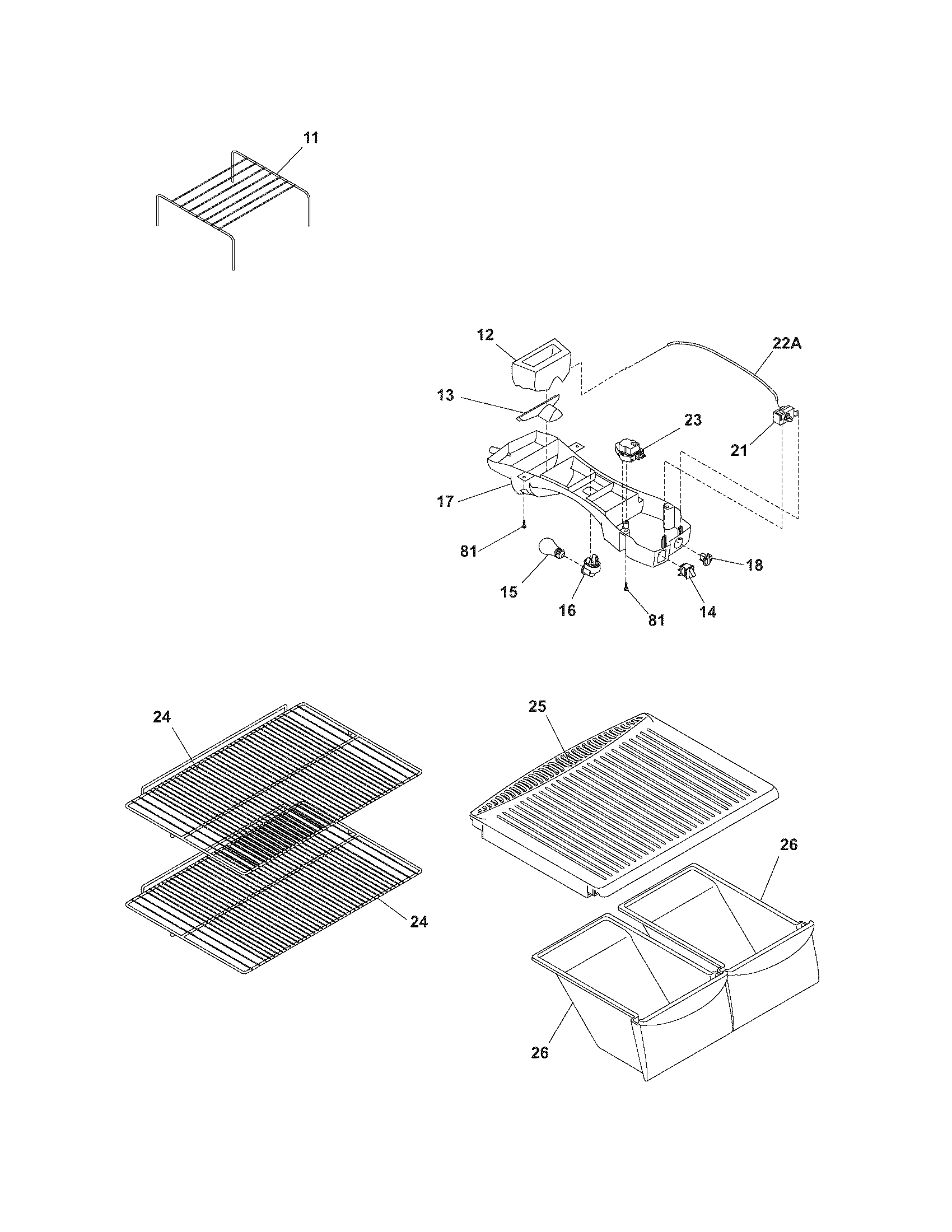 Crosley CRTE171AW2 shelves diagram