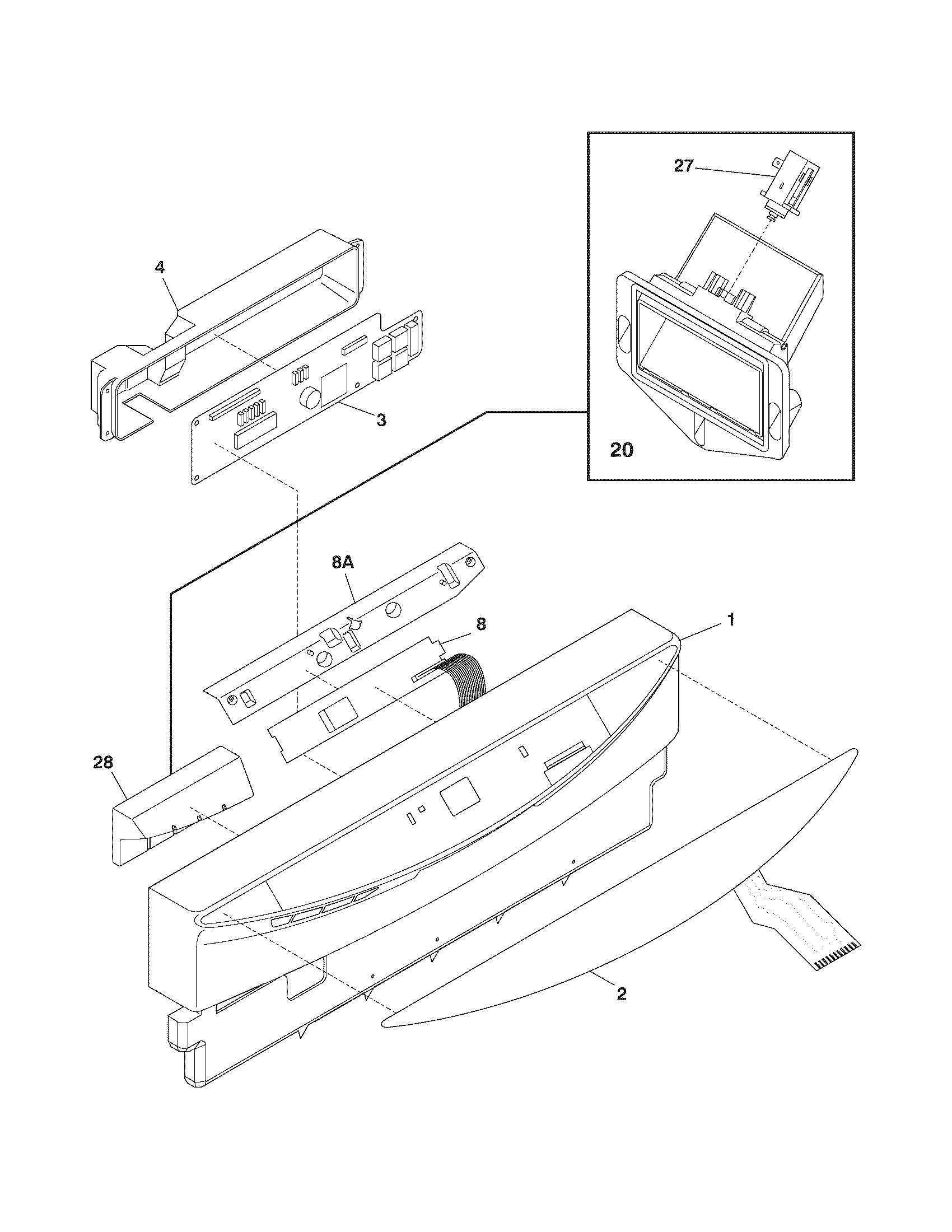 Frigidaire FDBB2840EC0 control panel diagram