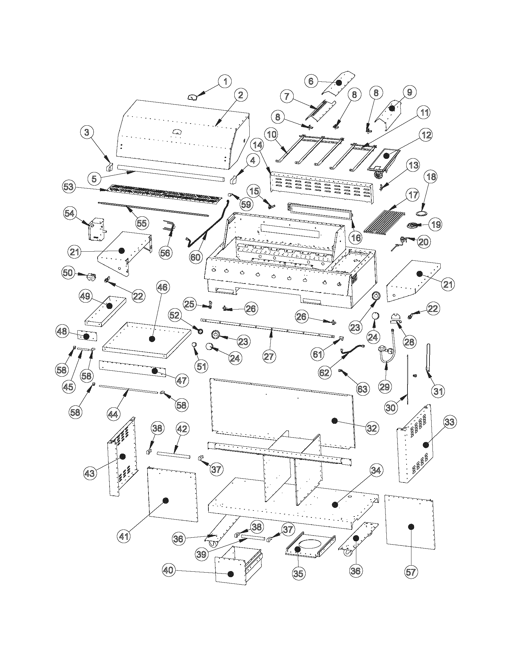 Electrolux E57NK60ESS recommended spare parts diagram