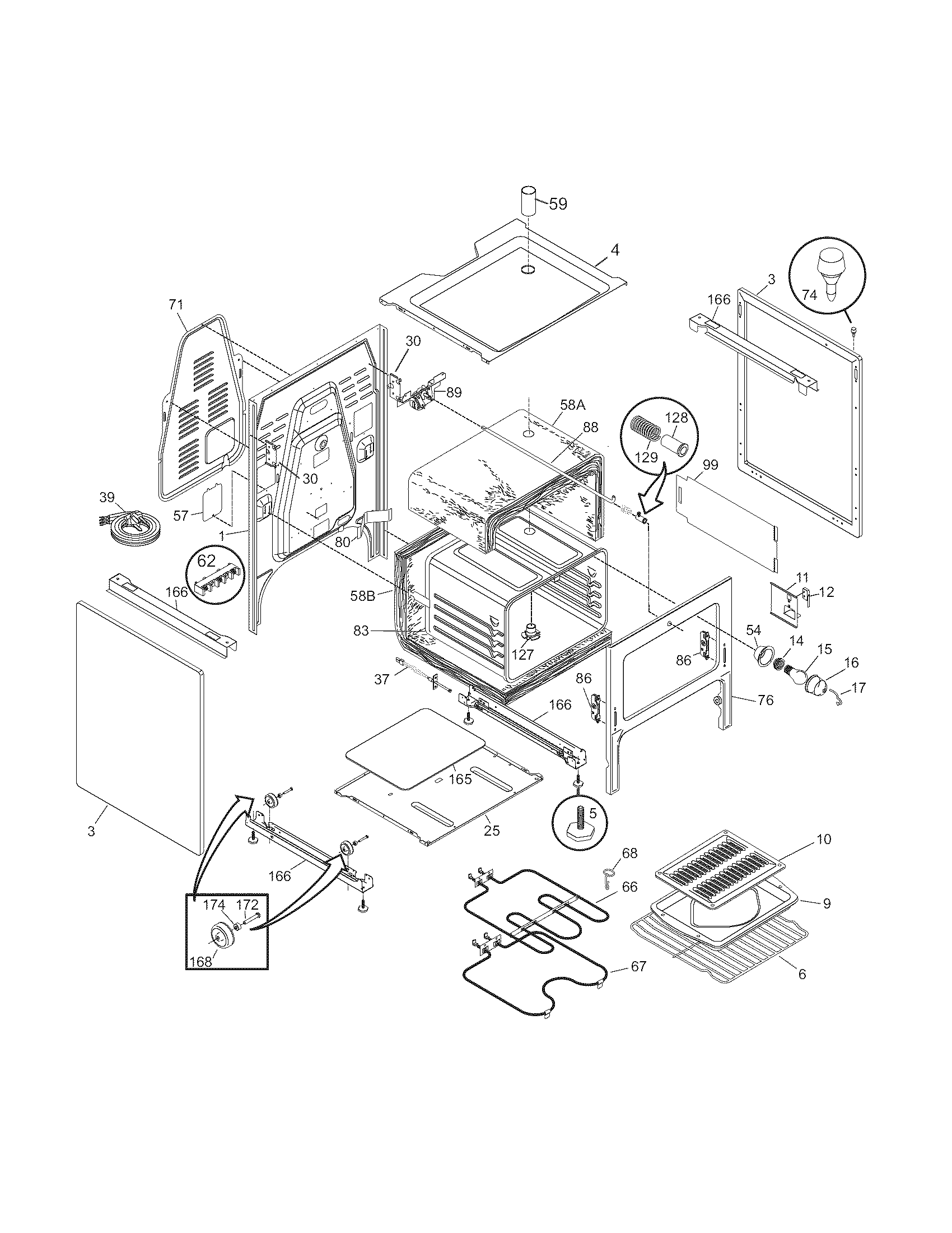 Frigidaire CFEF357EC2 body diagram