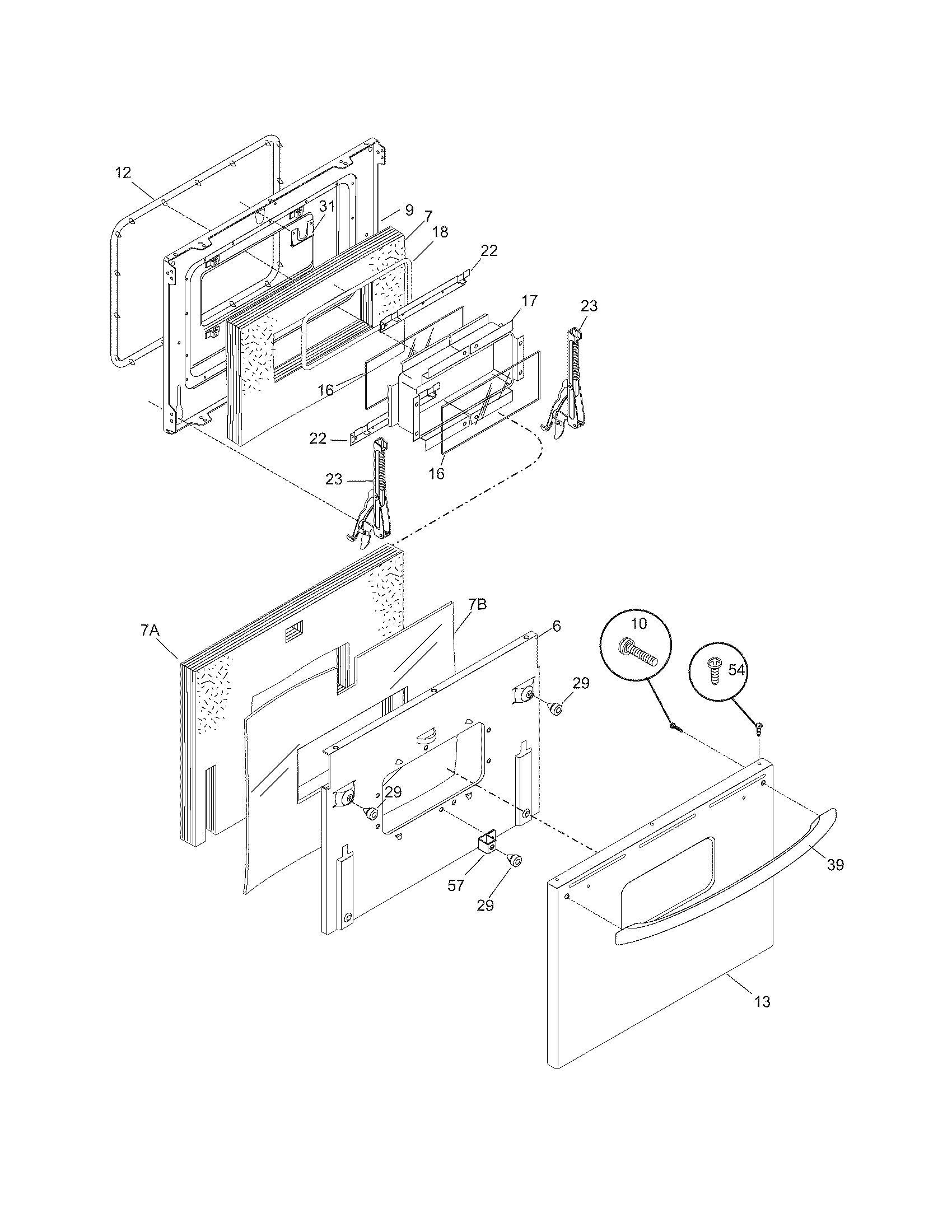 Frigidaire CFEF357EC2 door diagram