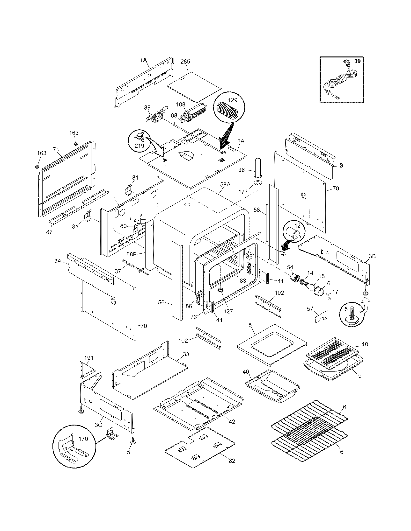 Frigidaire FGS367EBA body diagram
