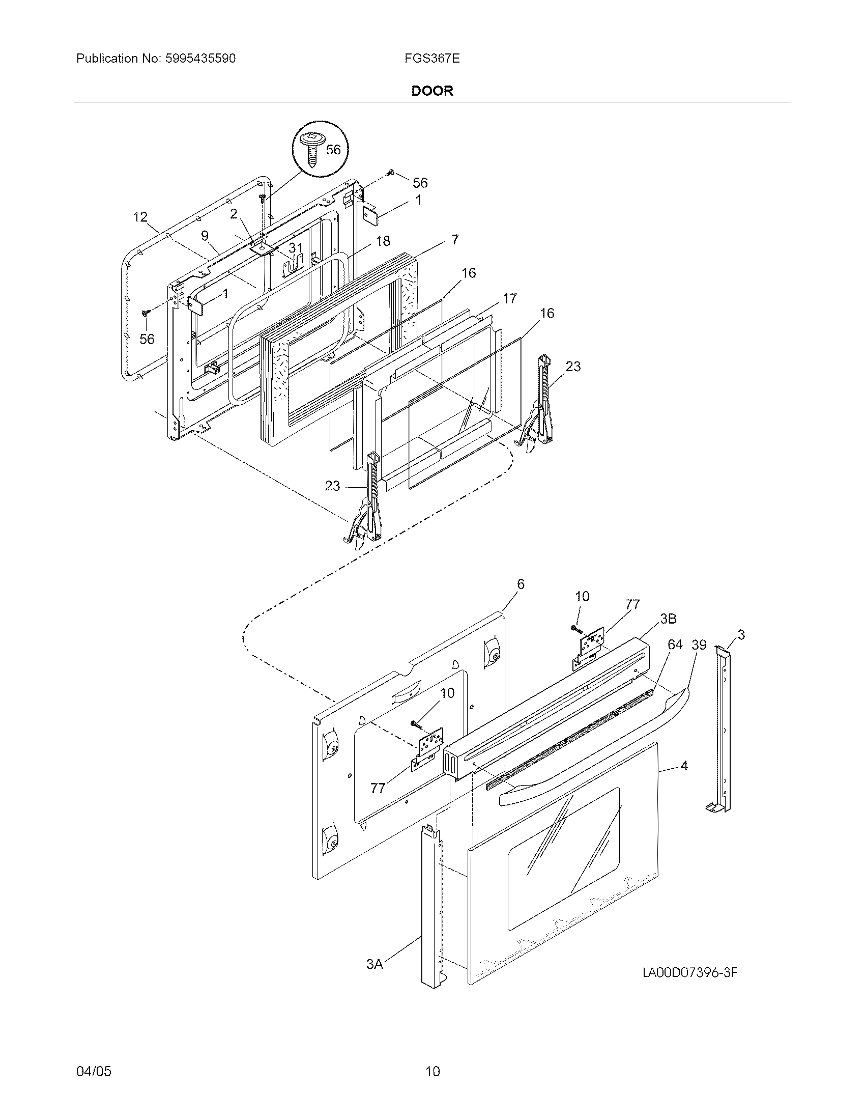 Frigidaire FGS367EBA door diagram