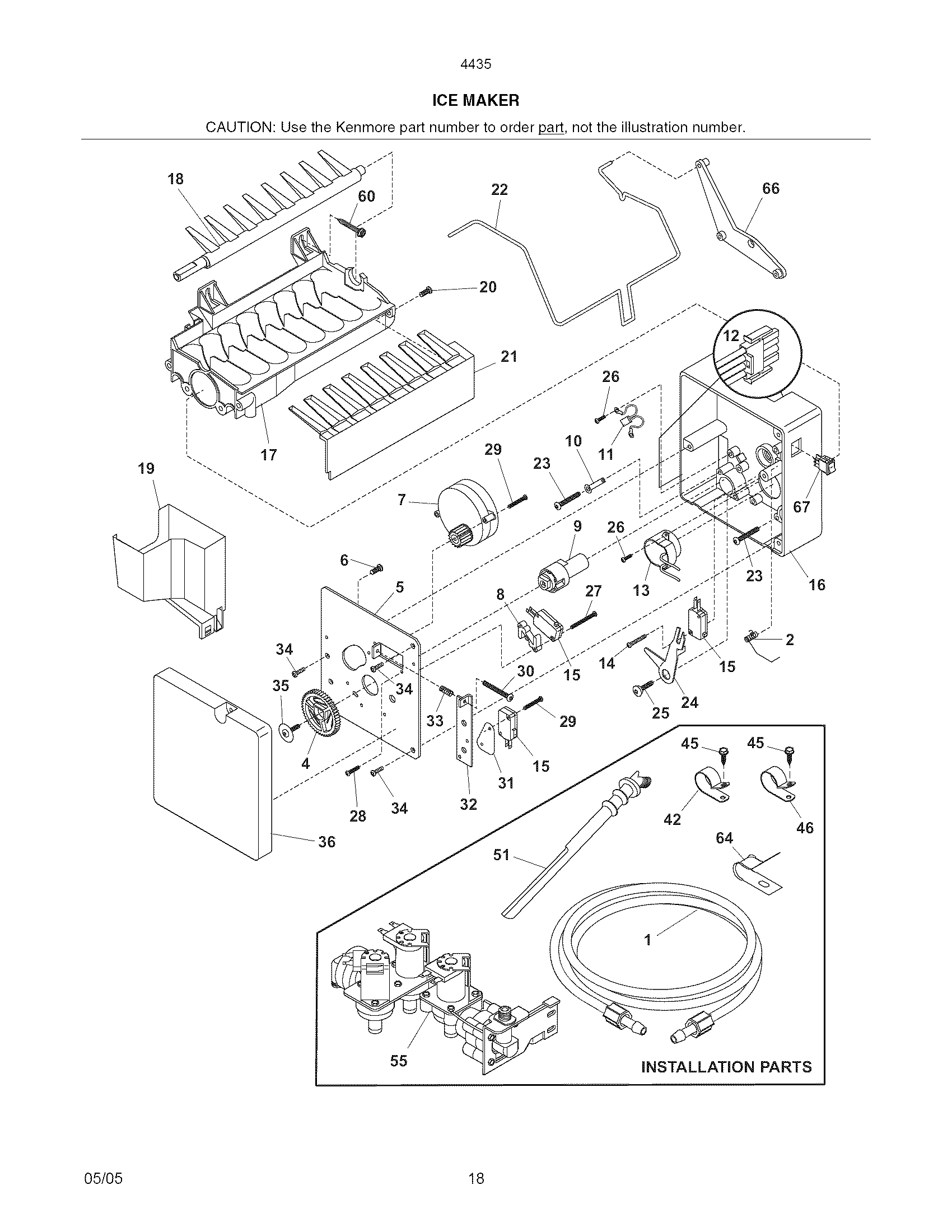 Kenmore 25344359407 ice maker diagram