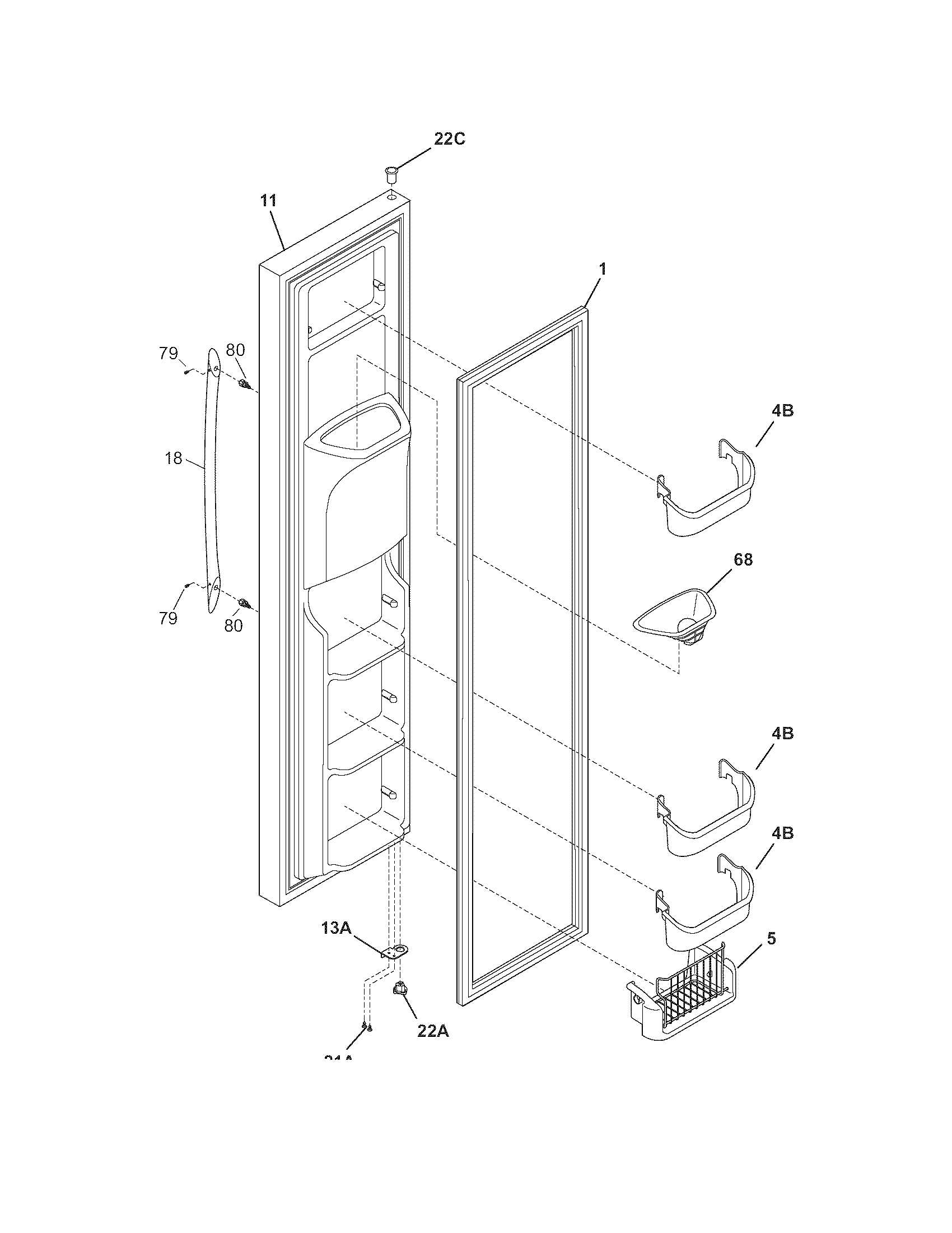 Frigidaire FSC23F7DSB9 freezer door diagram