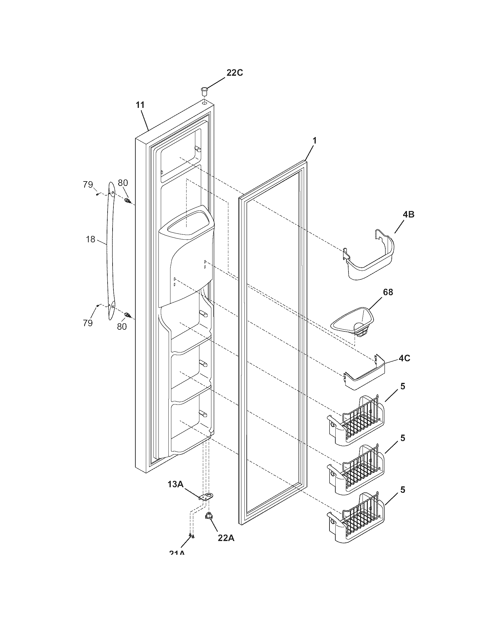 Frigidaire FRS6L9EESS1 freezer door diagram
