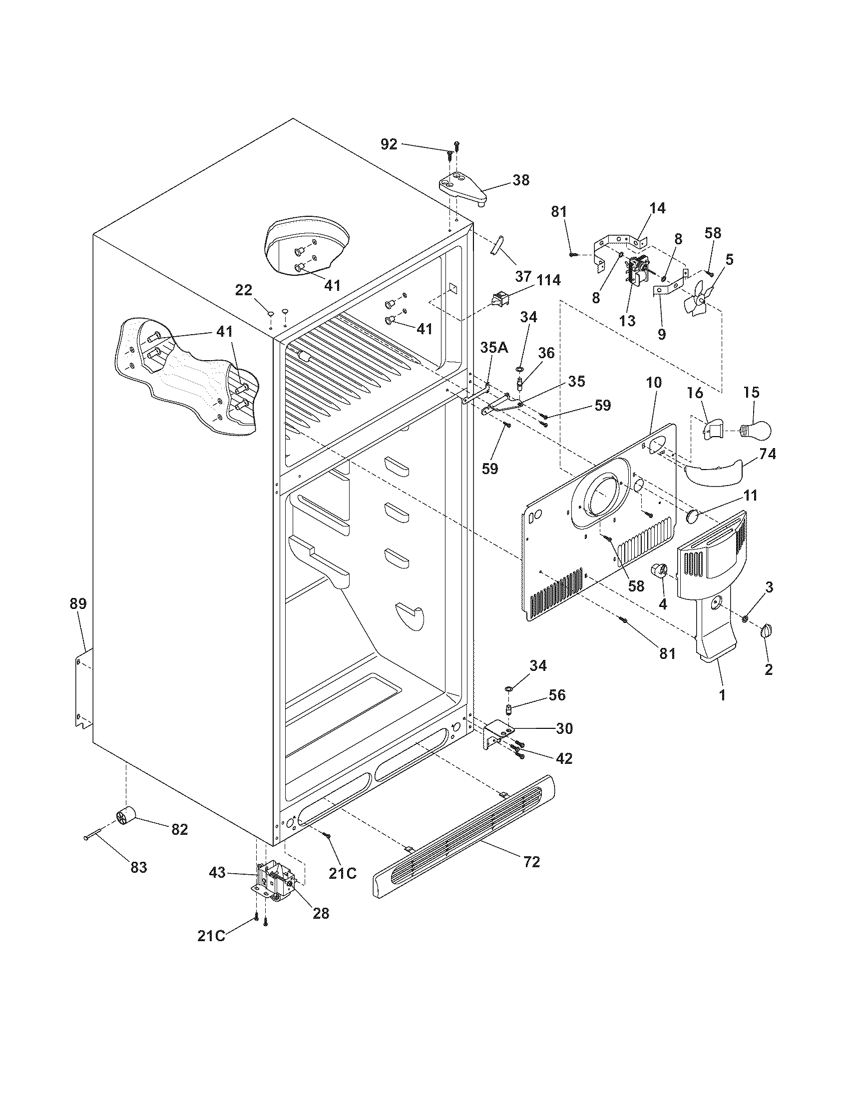 Frigidaire GLRT212IDW9 cabinet diagram