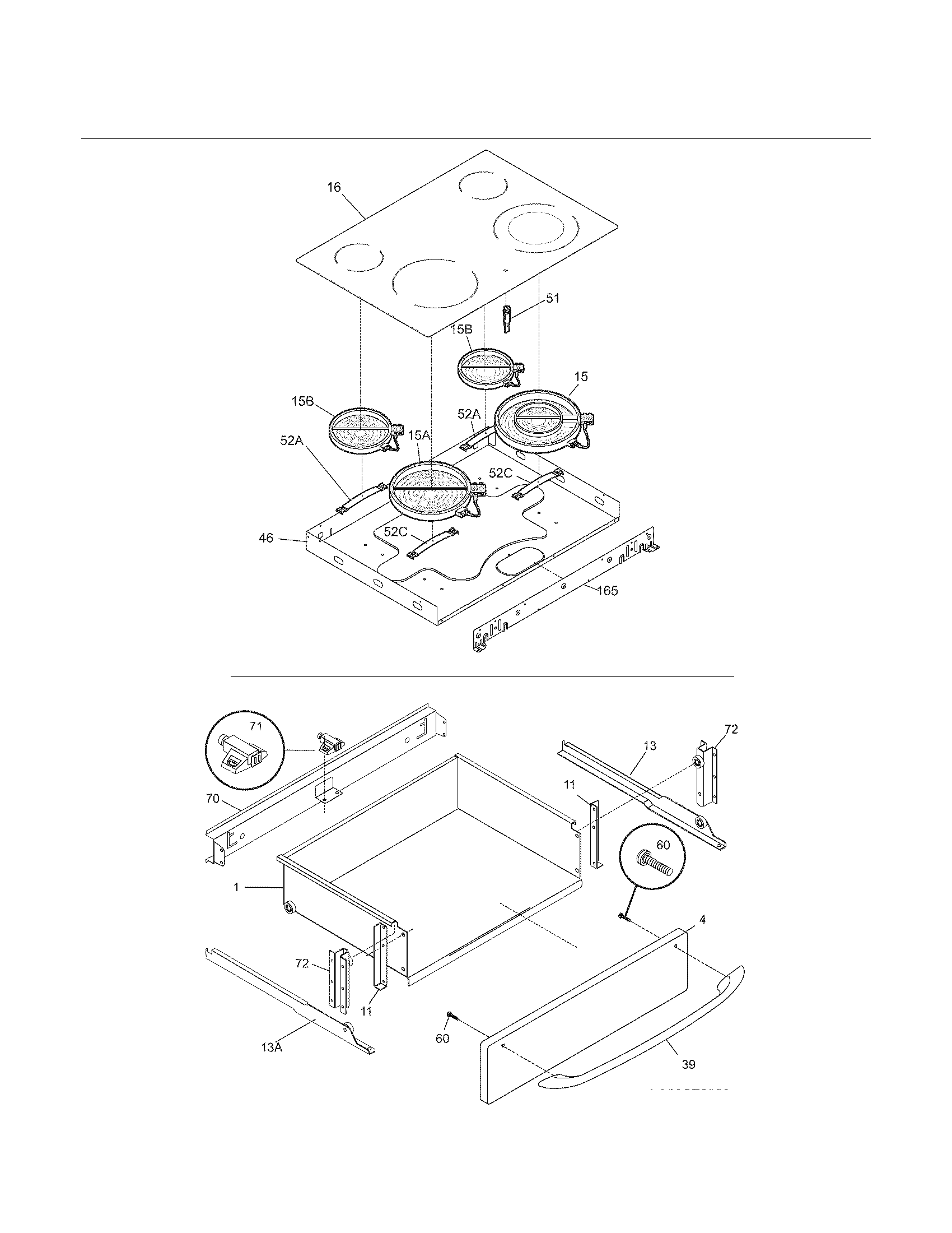 Kenmore 79046353403 top/drawer diagram