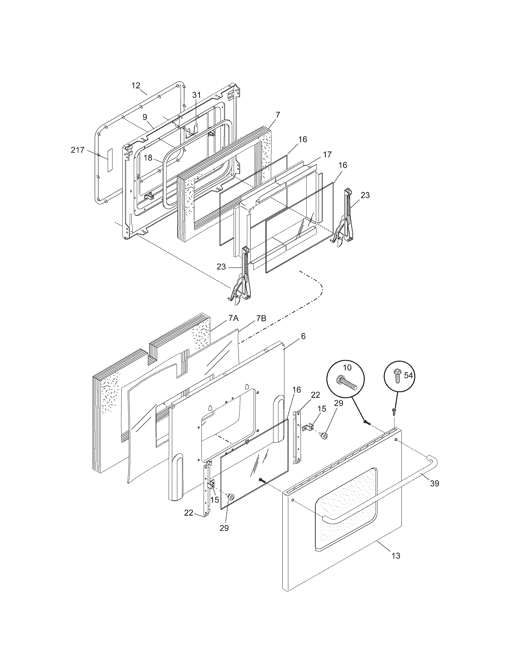 Kenmore Elite 79099513304 oven door diagram
