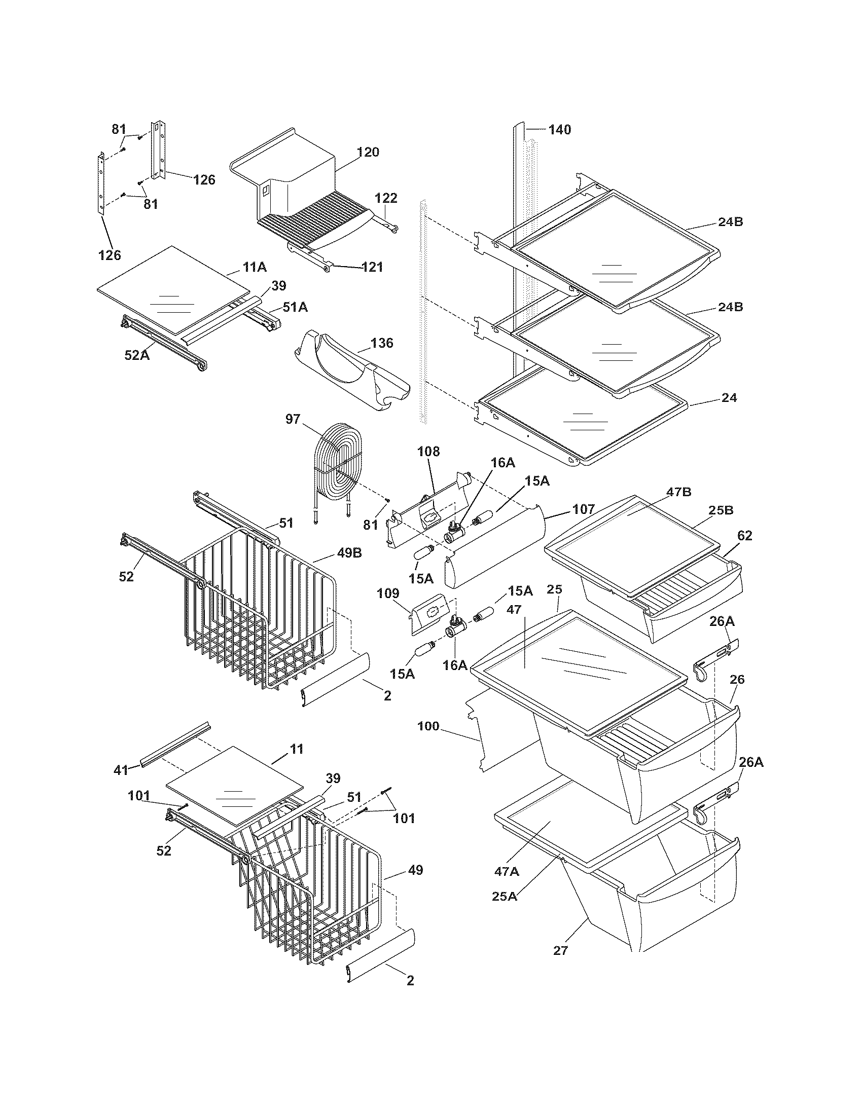 Frigidaire FLSC23F6DS7 shelves diagram