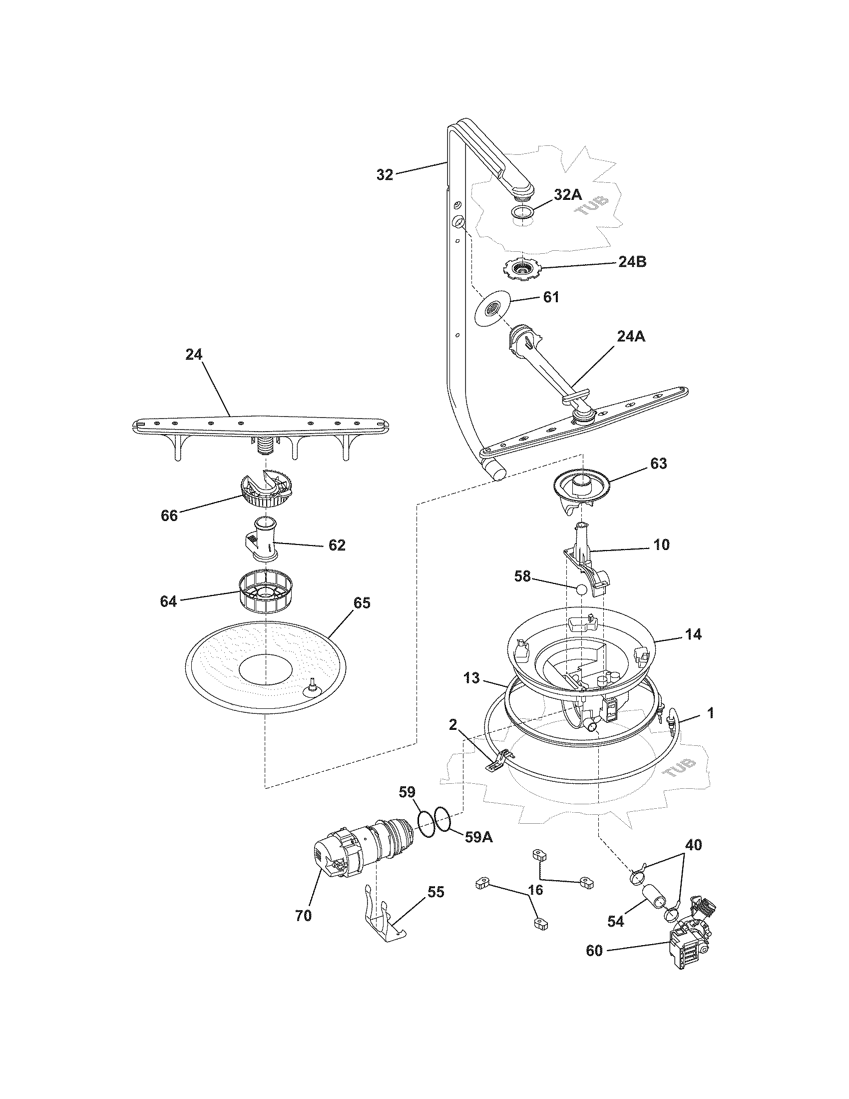 Frigidaire GLD2250RDQ1 motor & pump diagram