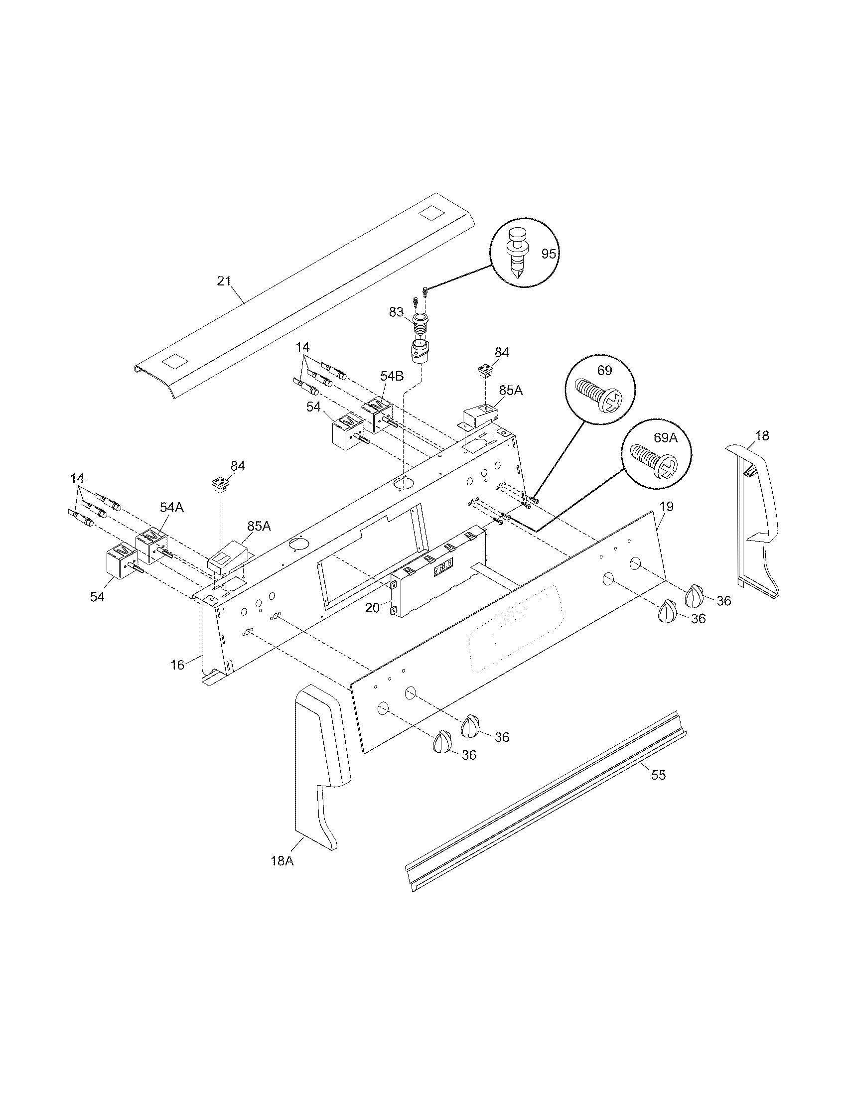 Frigidaire CGLEF384DS3 backguard diagram