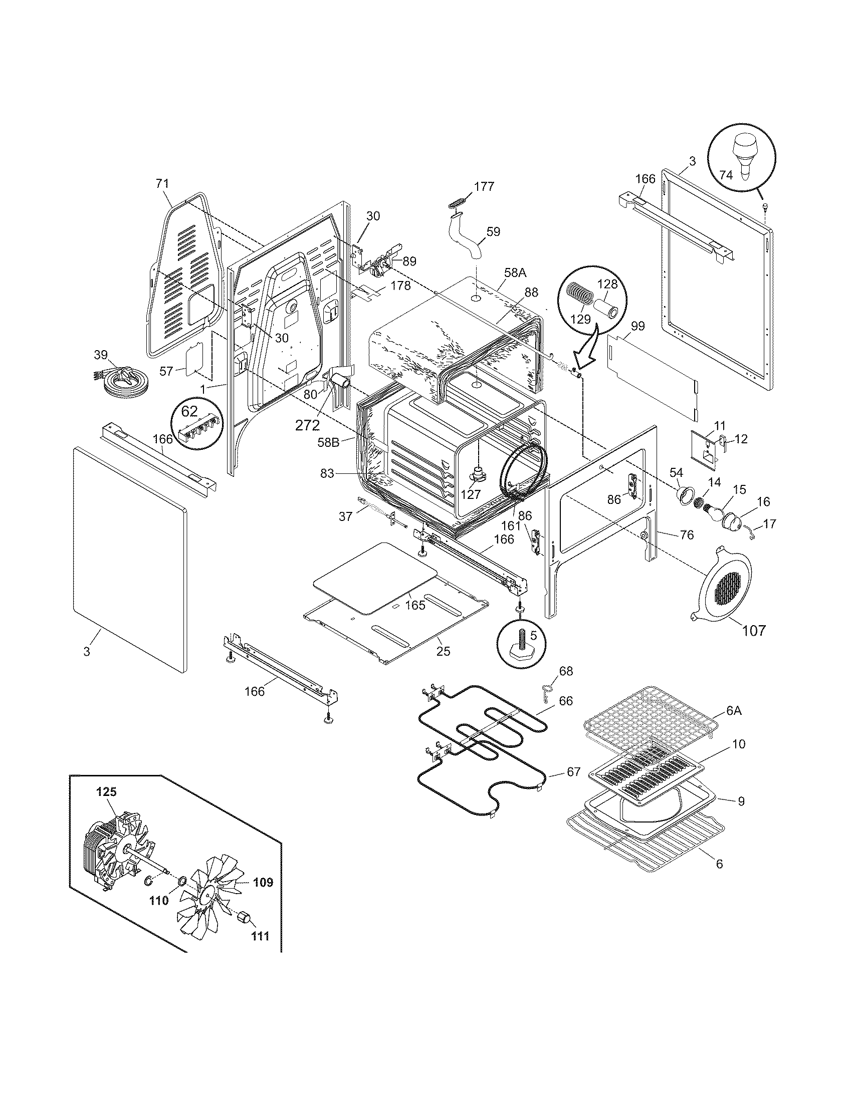 Frigidaire CGLEF384DS3 body diagram