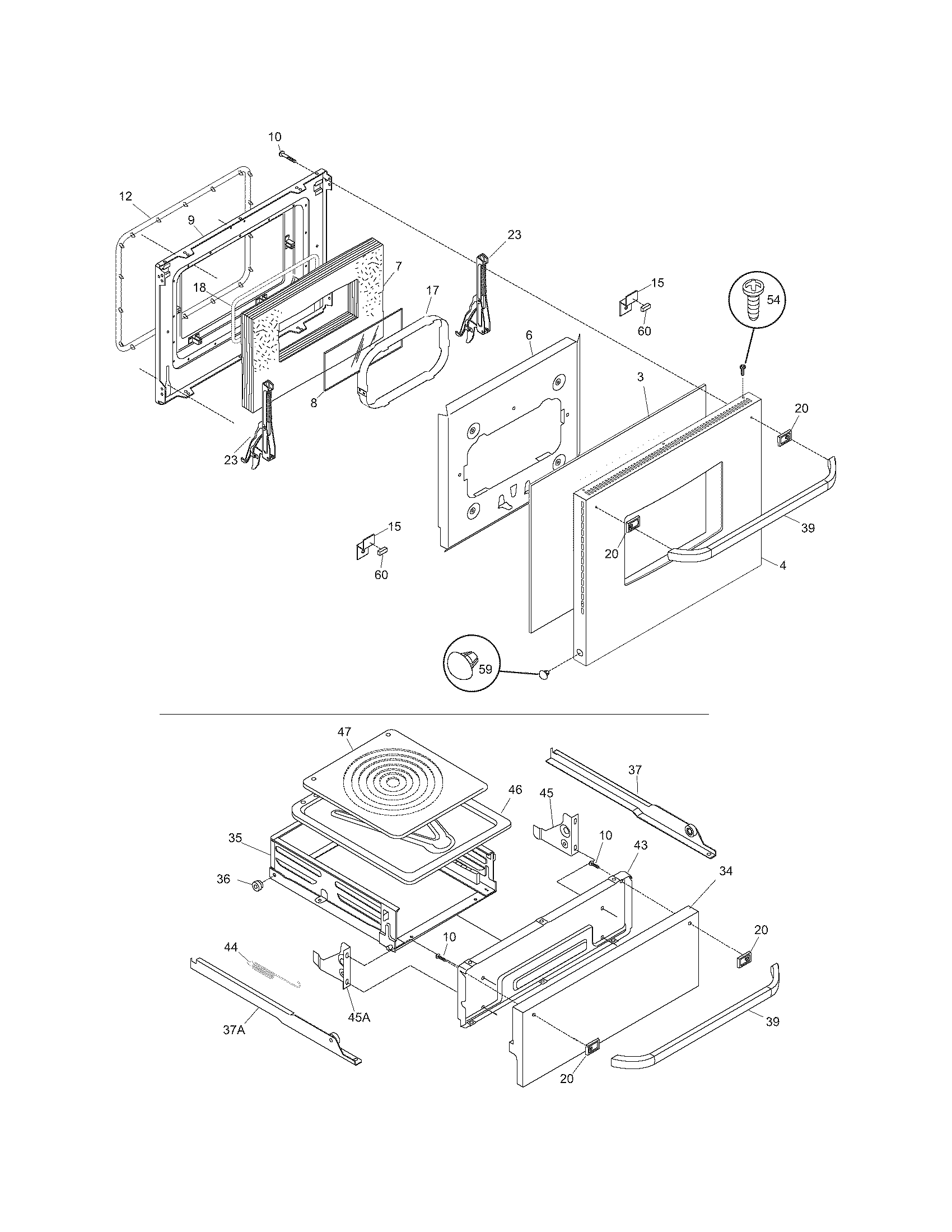 Frigidaire FGB24L2ECA door/drawer diagram