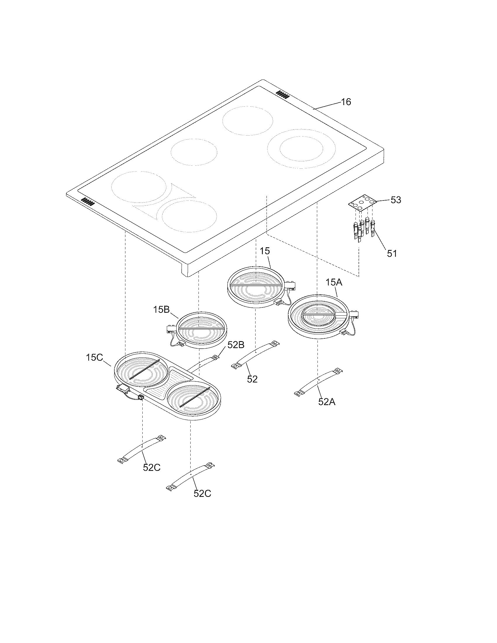 Frigidaire PLEF489CCE maintop diagram