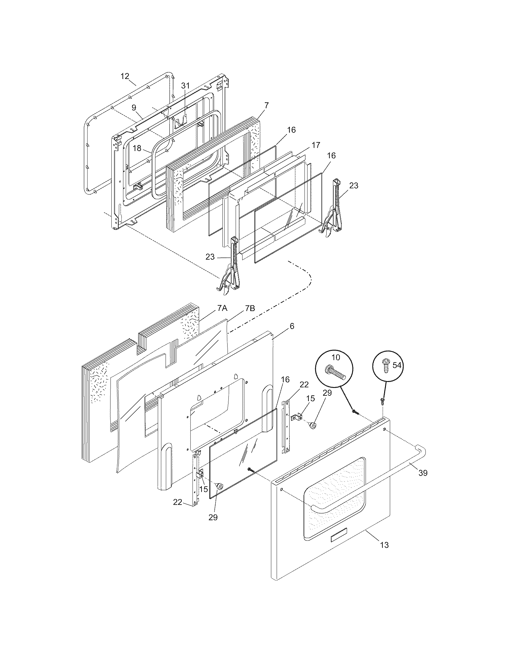 Frigidaire PLEF489CCE oven door diagram