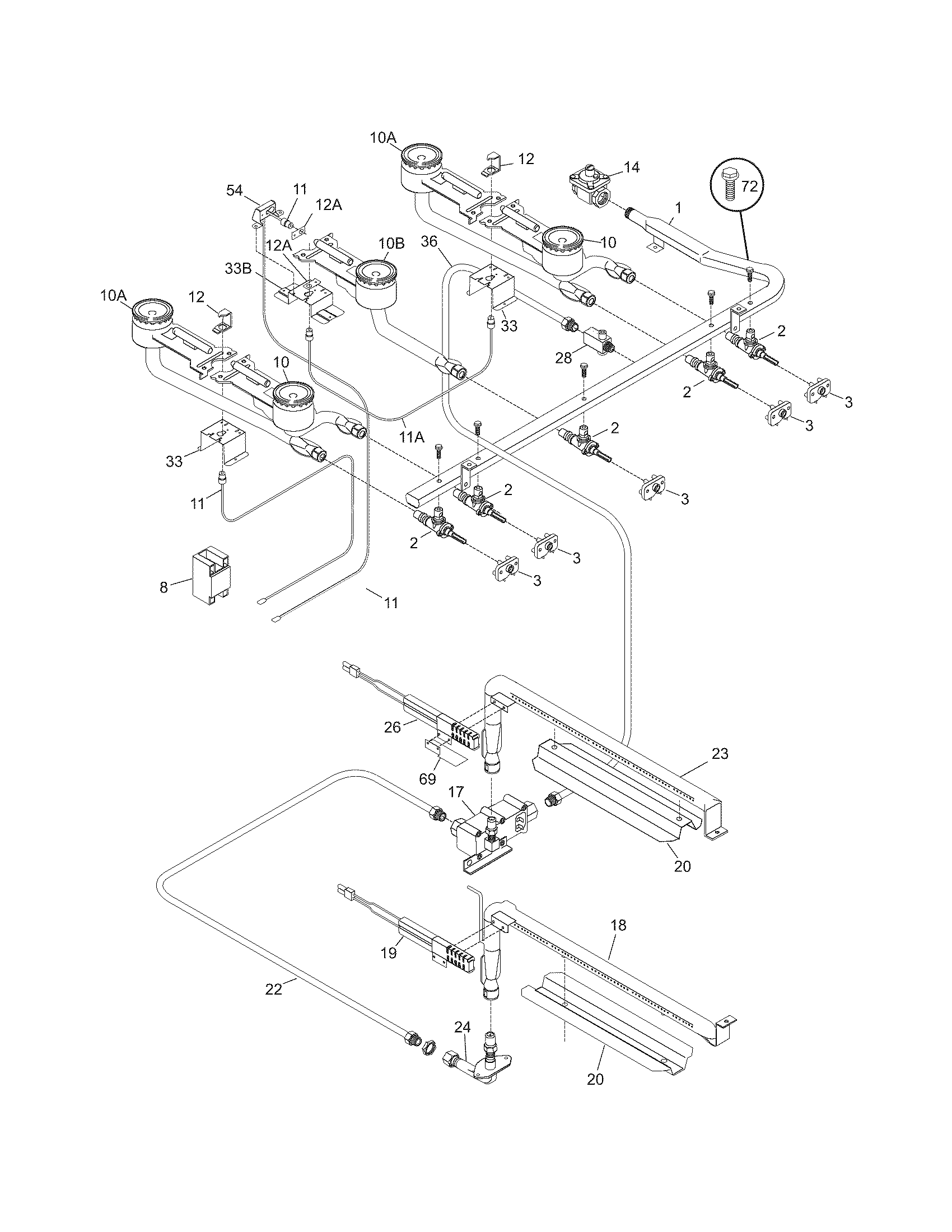 Tappan TGF657BFU3 burner diagram