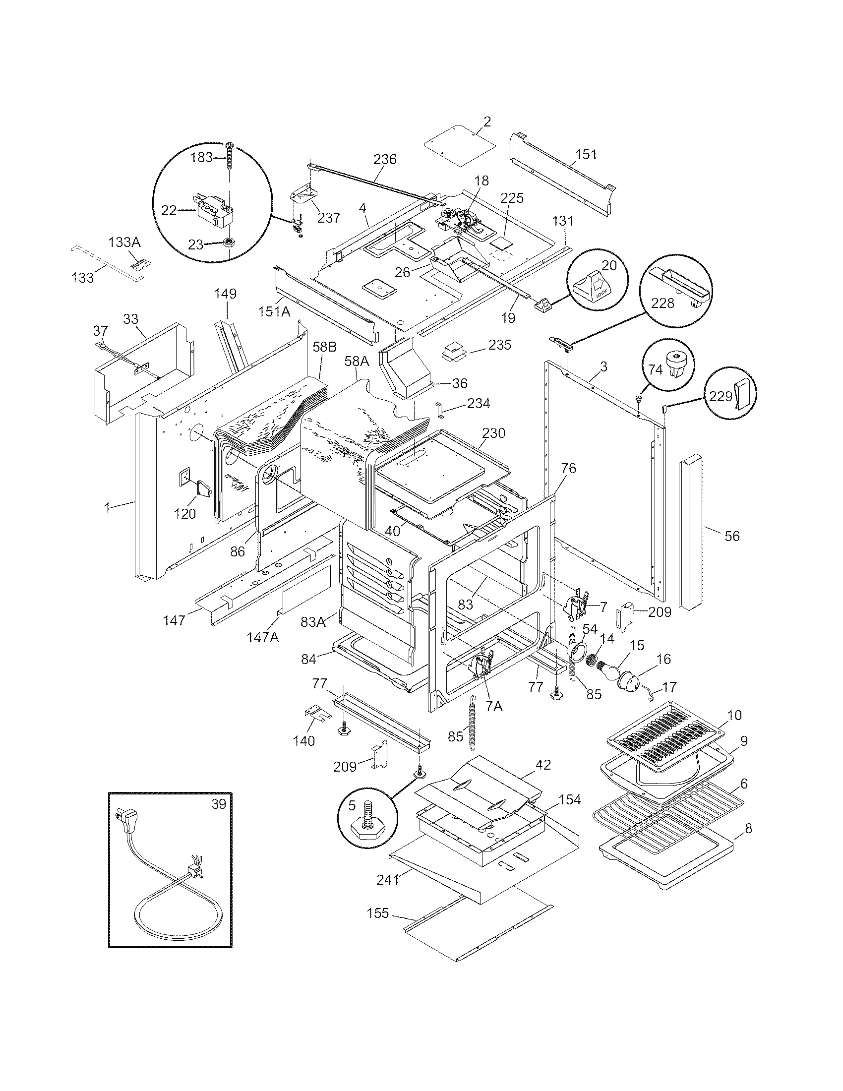 Tappan TGF657BFU3 body diagram