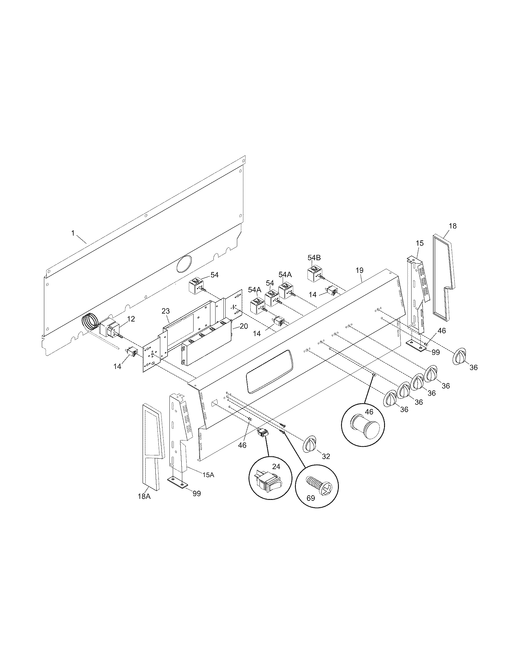 Frigidaire FEF455BBE backguard diagram