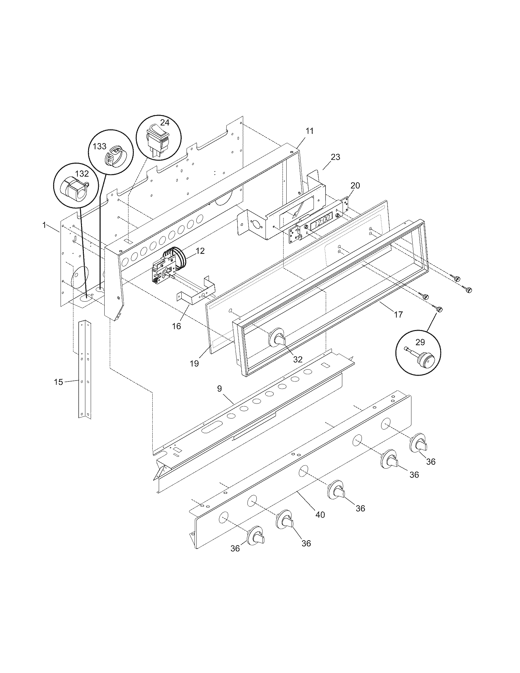 Tappan TGF605WFW9 backguard diagram