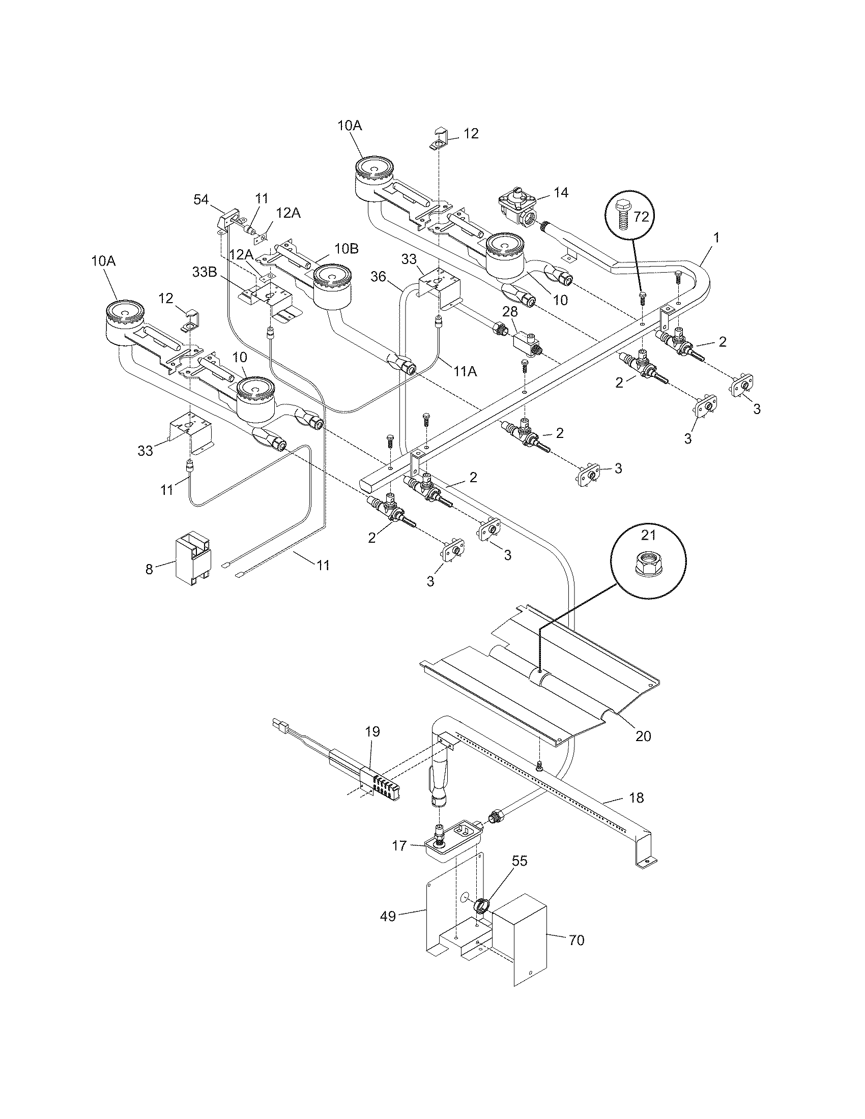 Tappan TGF605WFW9 burner diagram