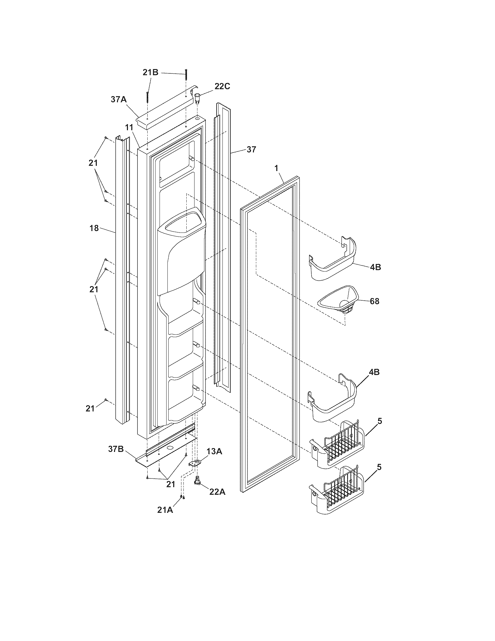 Frigidaire GHSC239TDB3 freezer door diagram