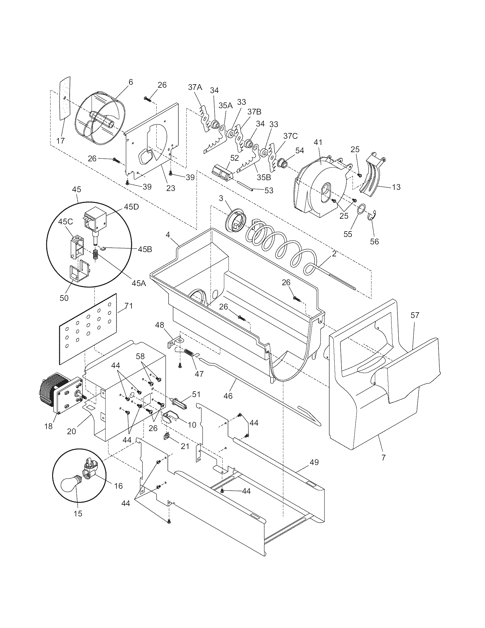 Kenmore 25354628501 ice container diagram