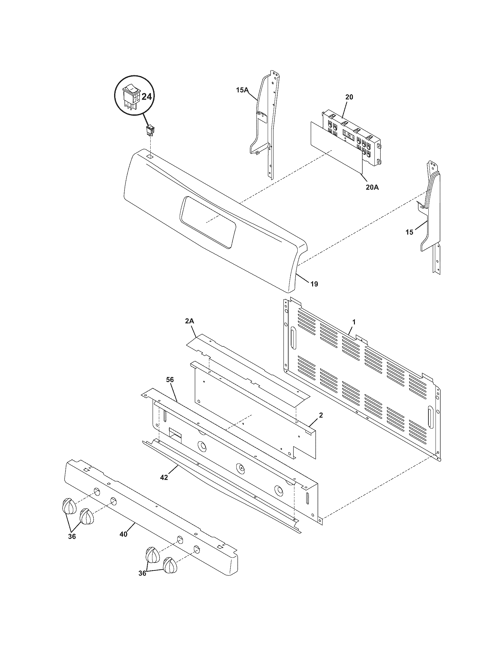 Frigidaire FGF366DCE backguard diagram