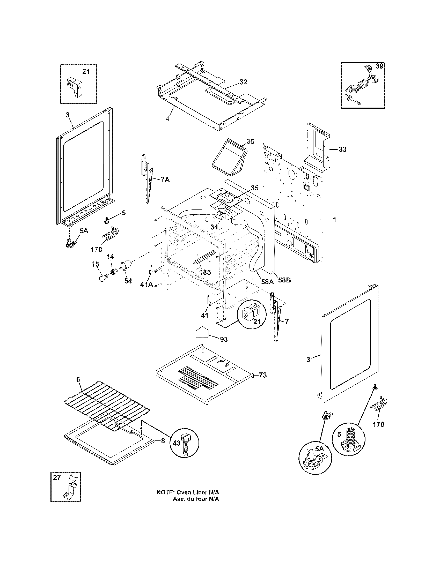 White-Westinghouse WGF317ESA body diagram