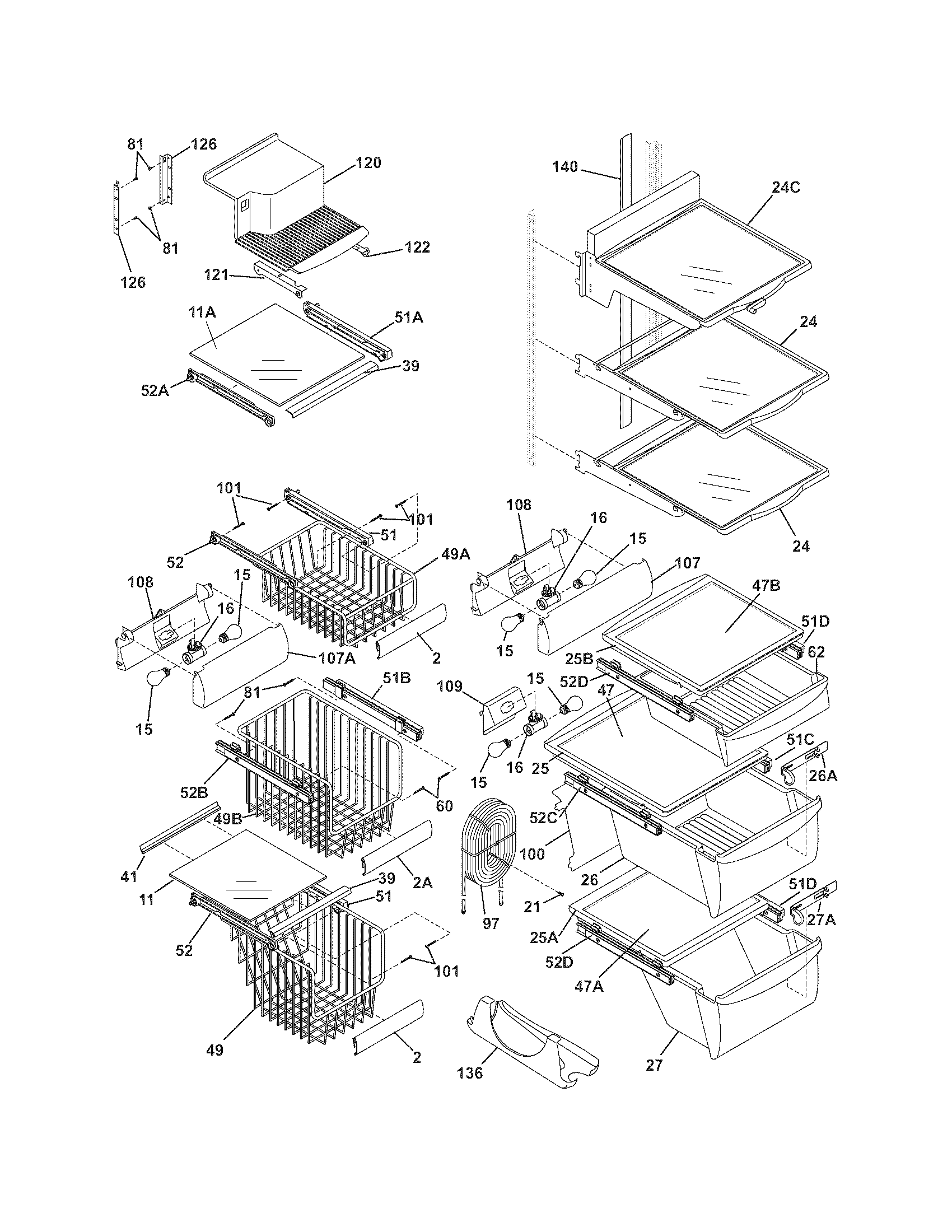 Electrolux E23CS78DSS1 shelves diagram