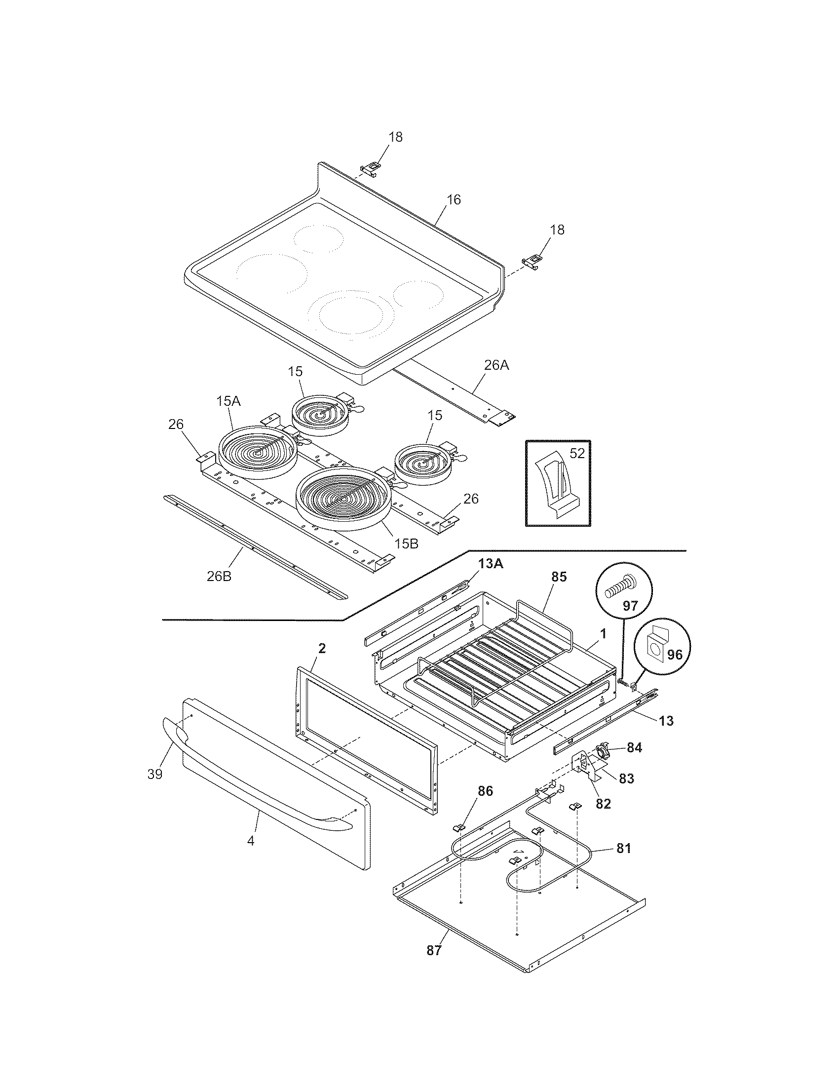 Kenmore 79096523404 top/drawer diagram