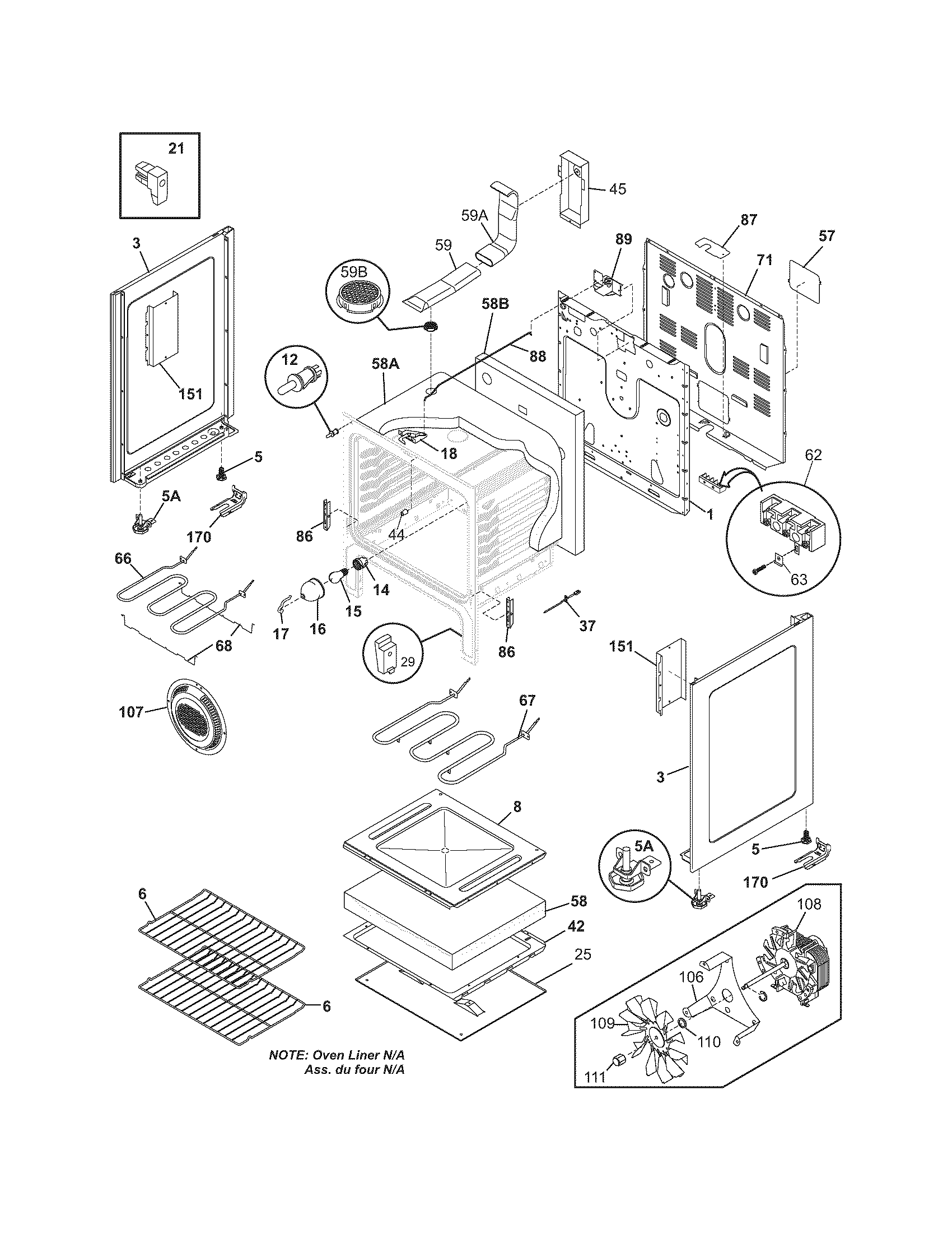 Frigidaire FEF375ESA body diagram