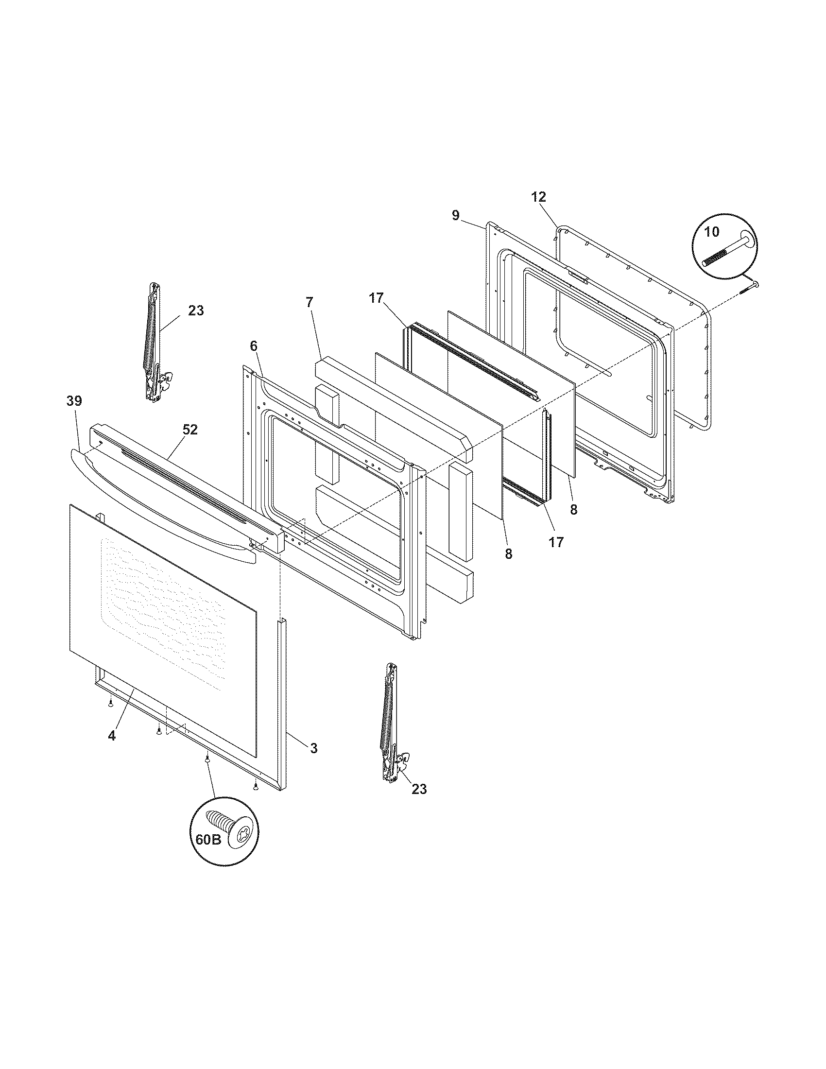 Frigidaire FEF375ESA door diagram