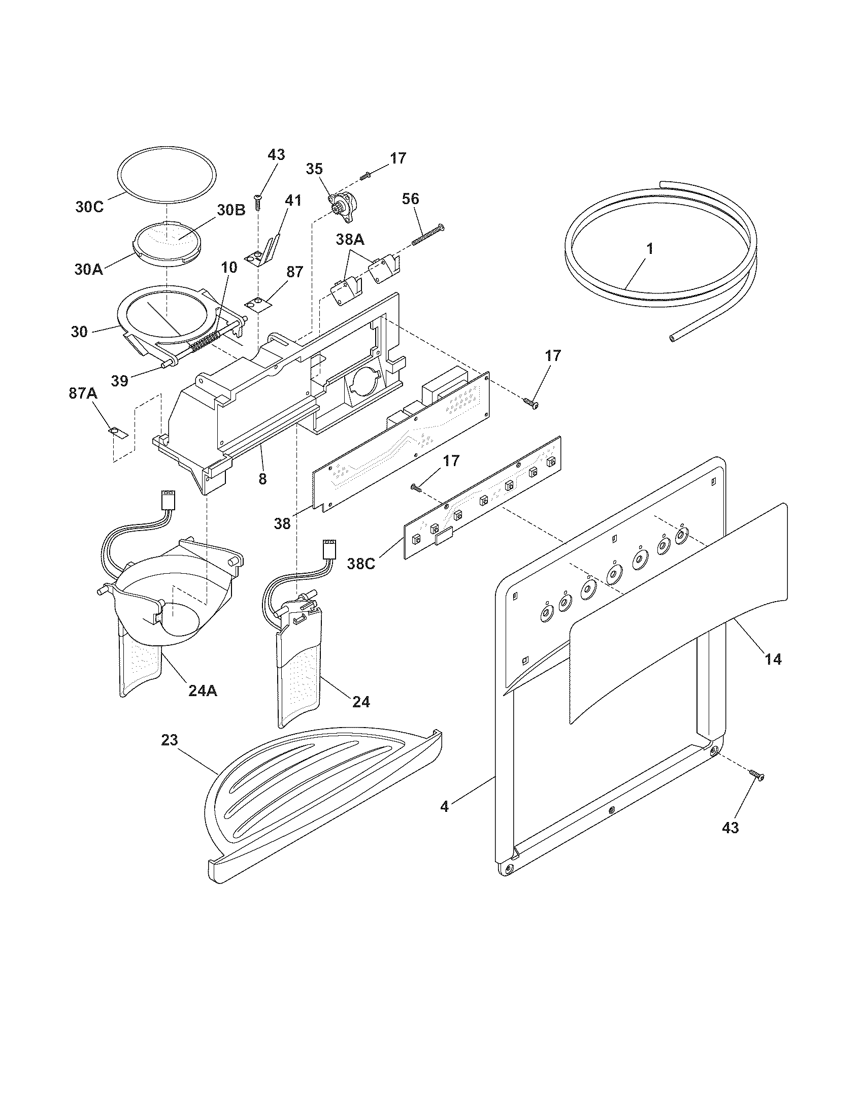 Frigidaire PLHS69EESS5 ice & water dispenser diagram