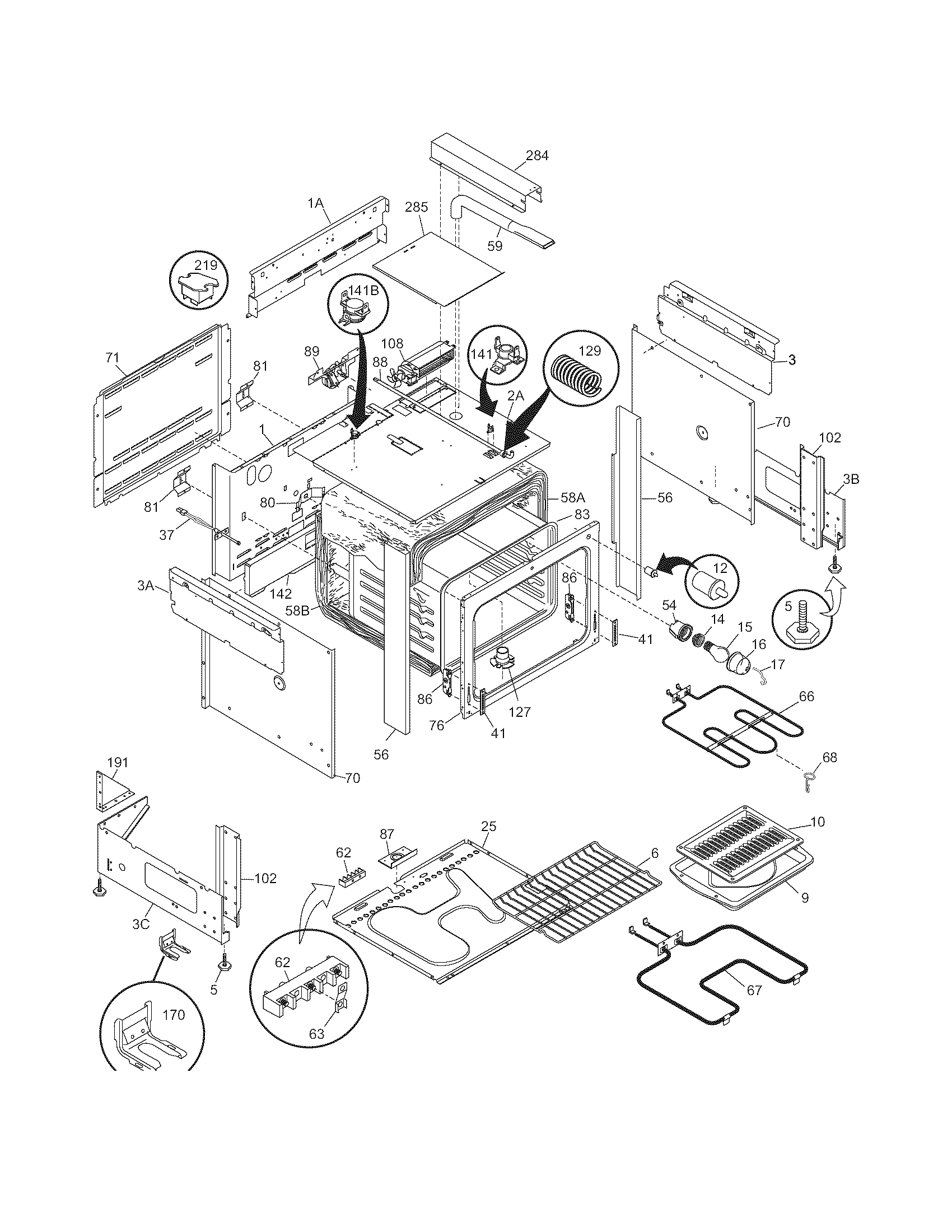 Frigidaire FES368DQB body diagram