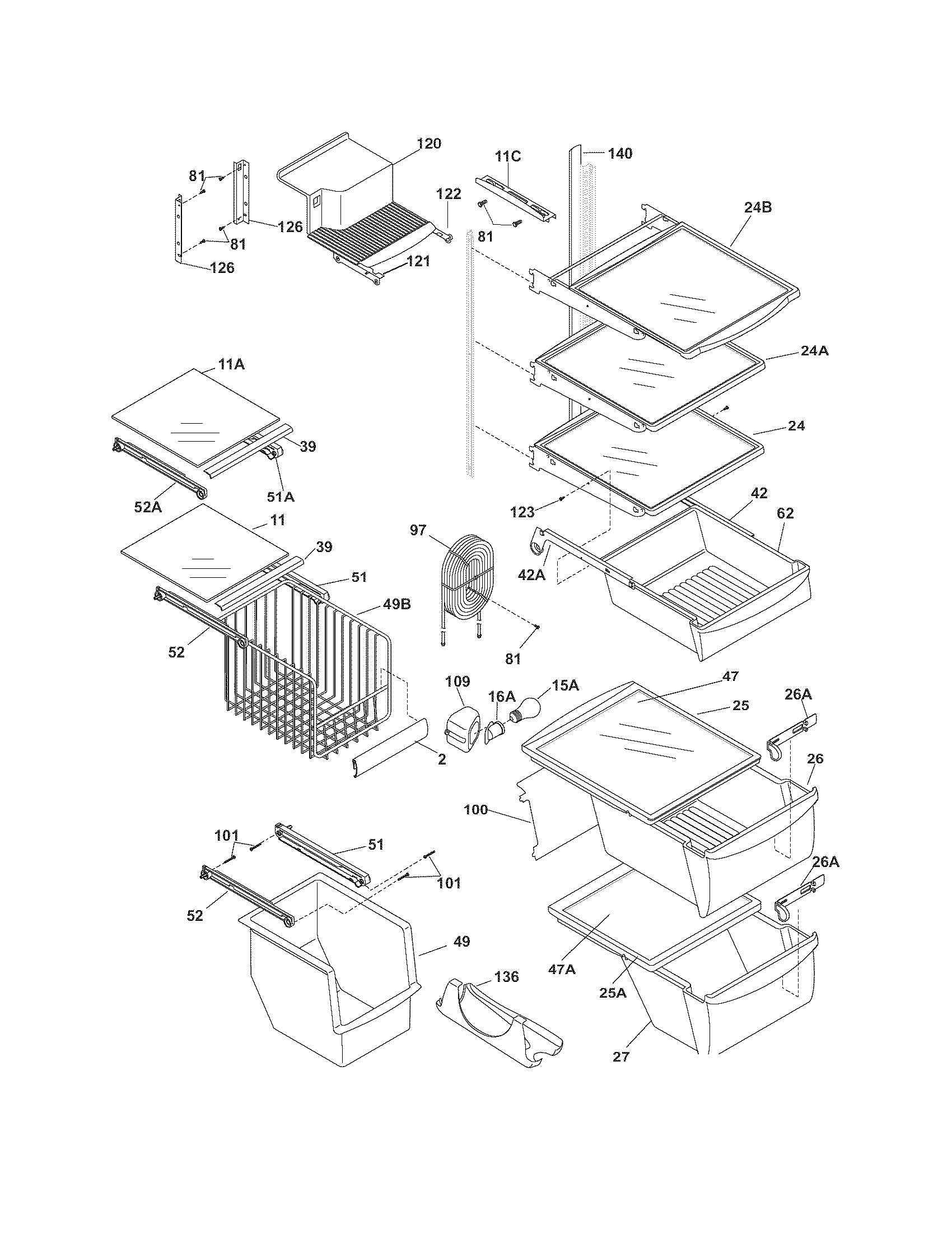 Frigidaire PLHS67EESB3 shleves diagram