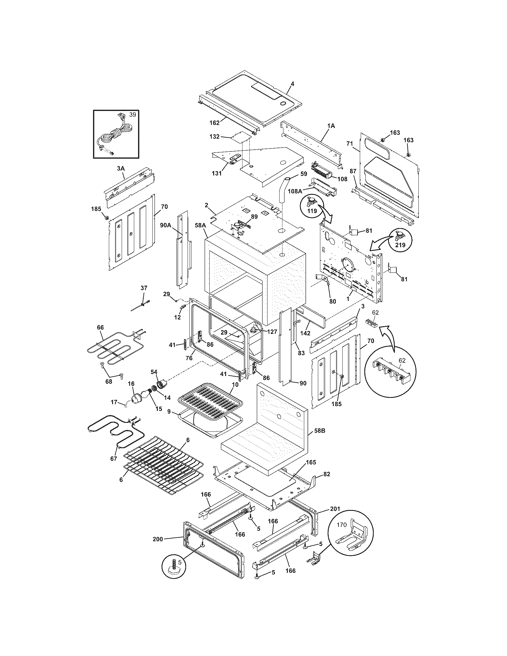 Frigidaire CFES355ES1 body diagram