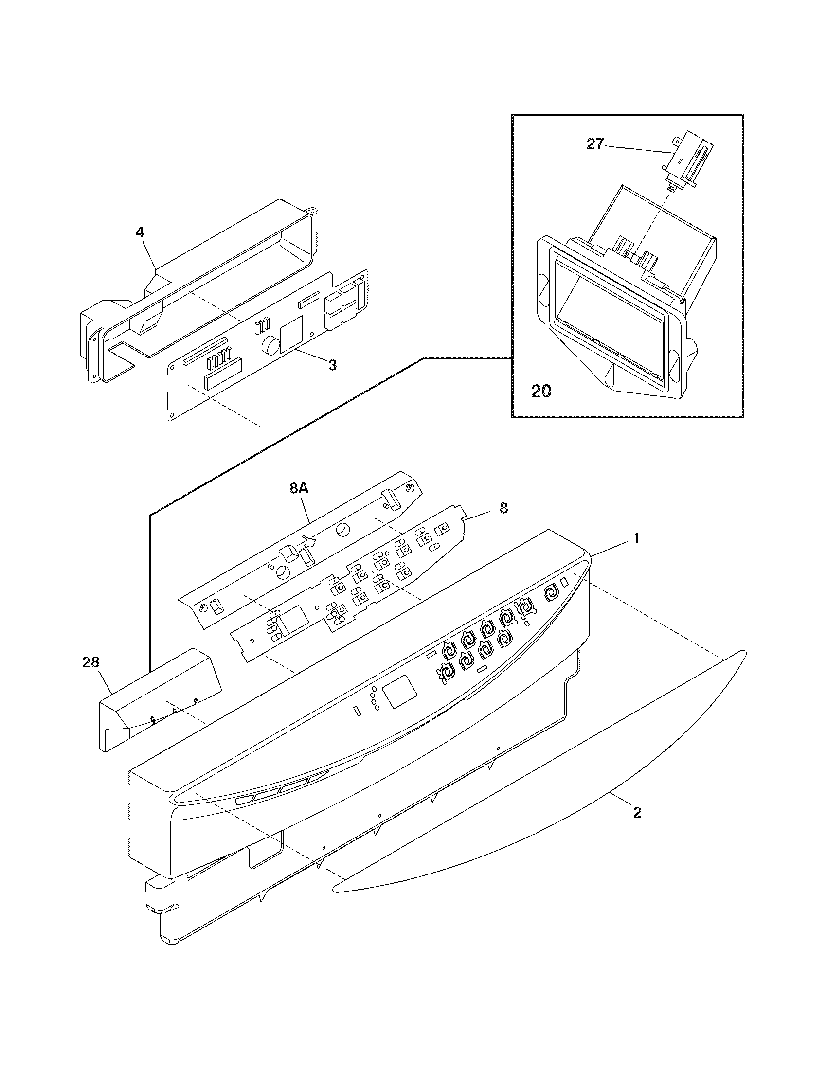Frigidaire GLD2440REC0 control panel diagram