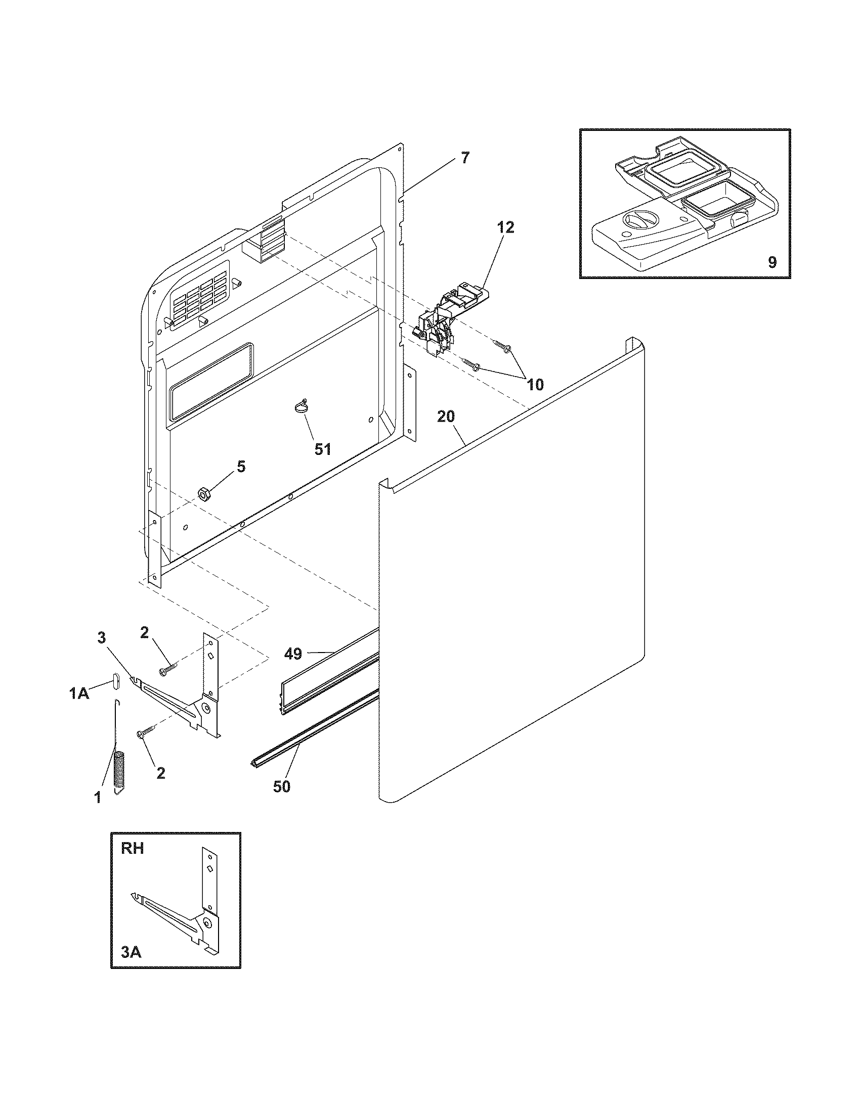 Frigidaire GLD2440REC0 door diagram