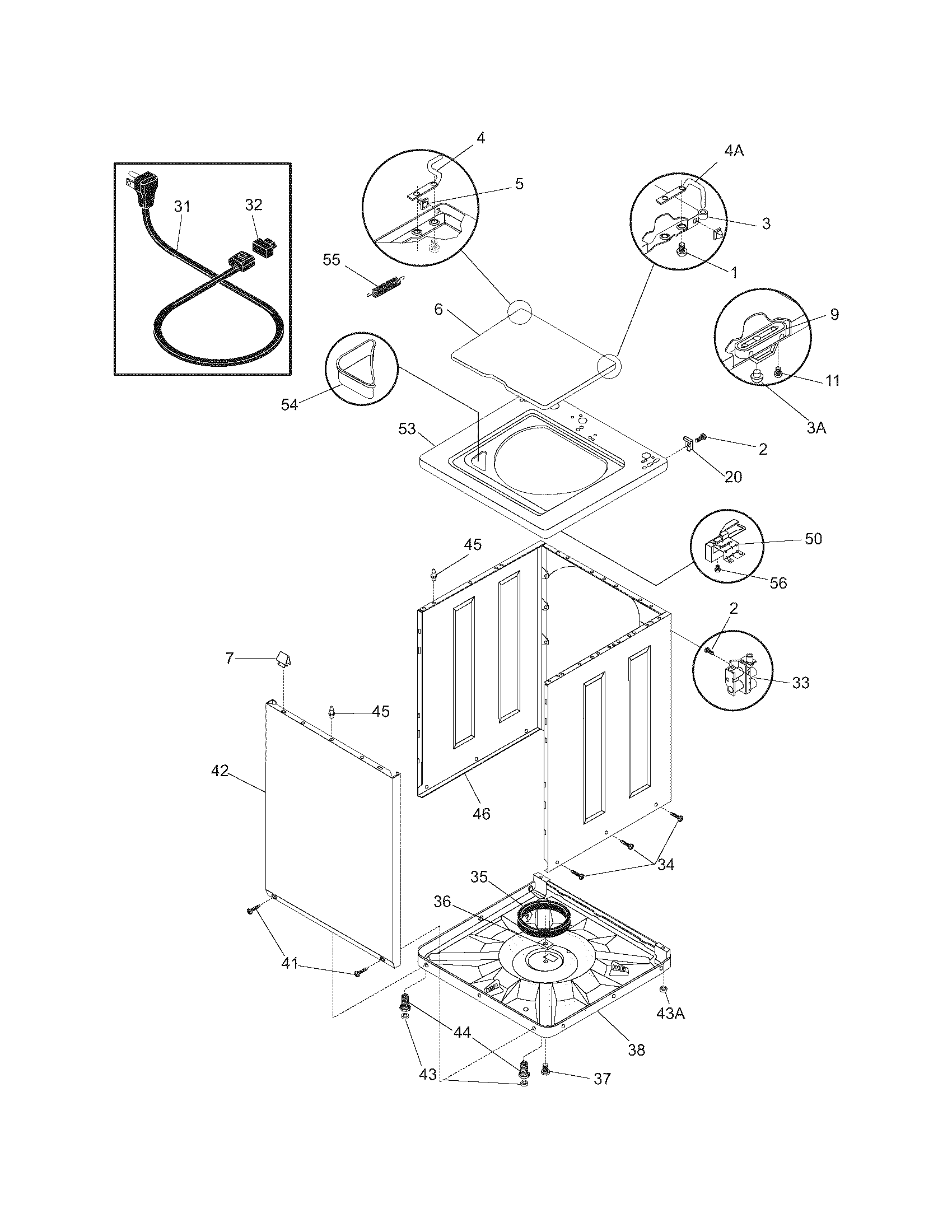 Frigidaire GLWS1339ES0 cabinet/top diagram