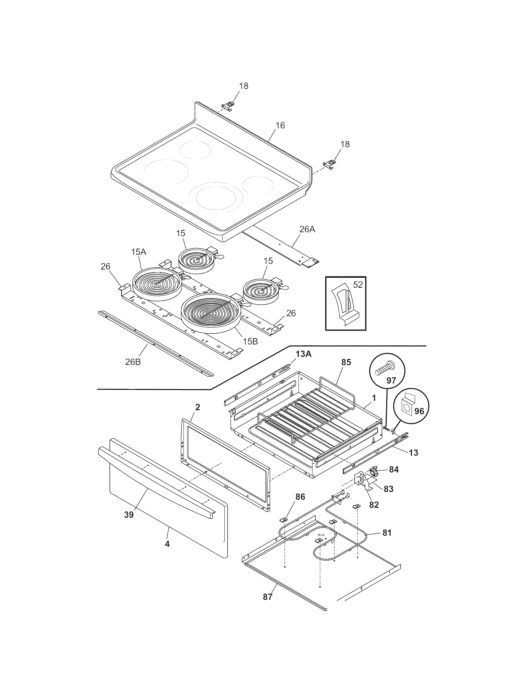Kenmore 79096514406 top/drawer diagram