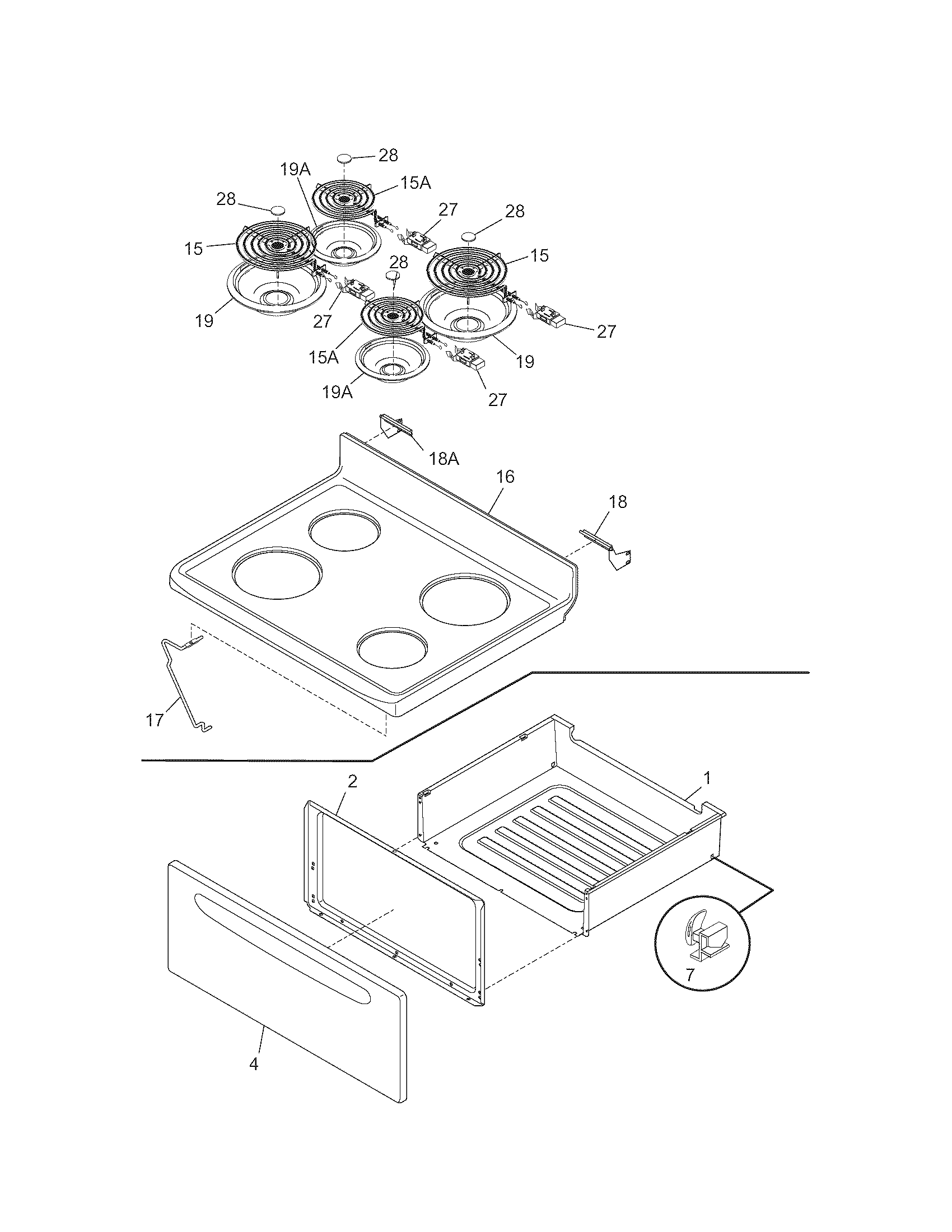 Kenmore 79090812403 top/drawer diagram