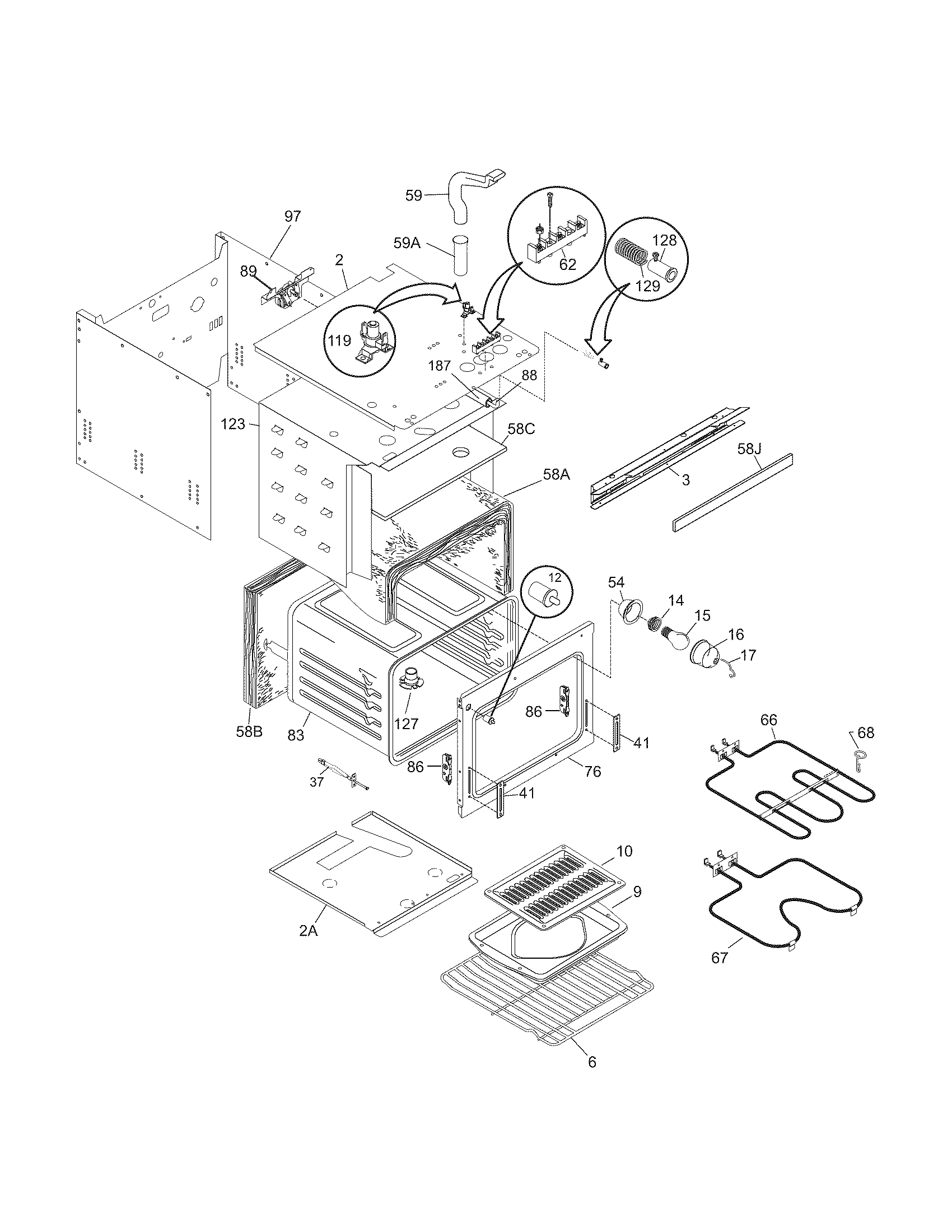 Kenmore 79041393401 upper oven diagram