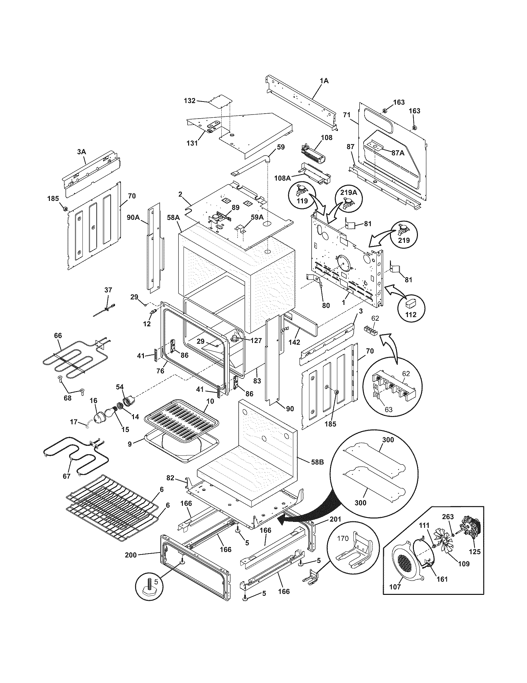 Frigidaire FES366EQA body diagram