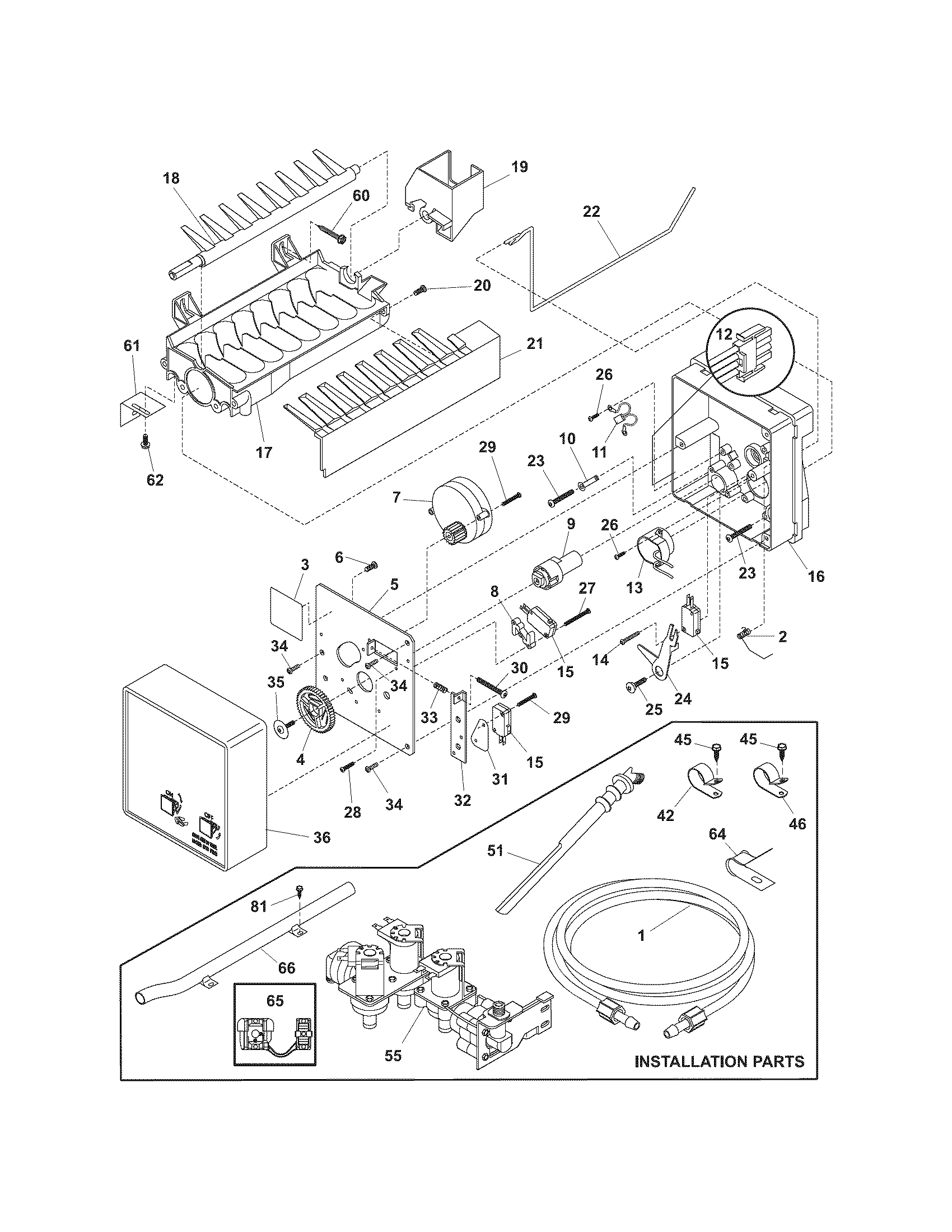 Kenmore 25376823408 ice maker diagram