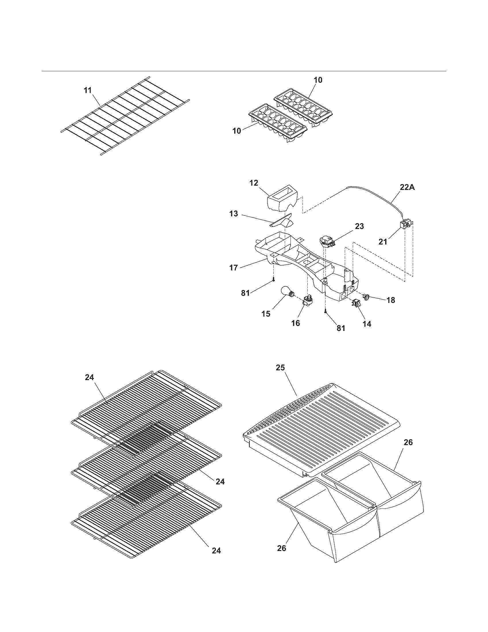 Kenmore 25360754402 shelves diagram