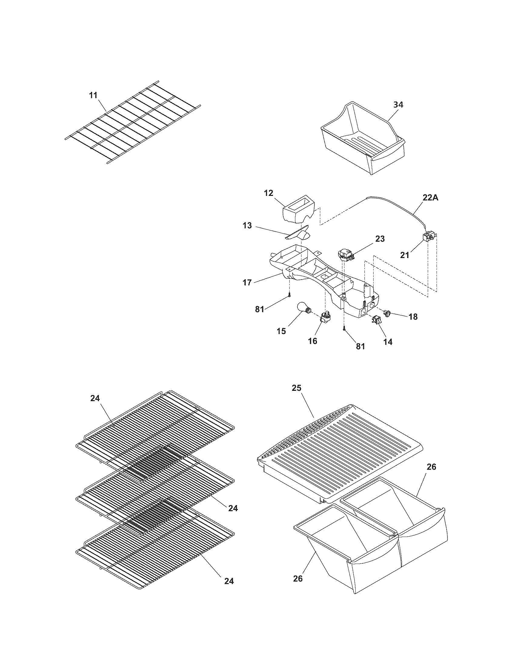 Kenmore 25370744403 shelves diagram