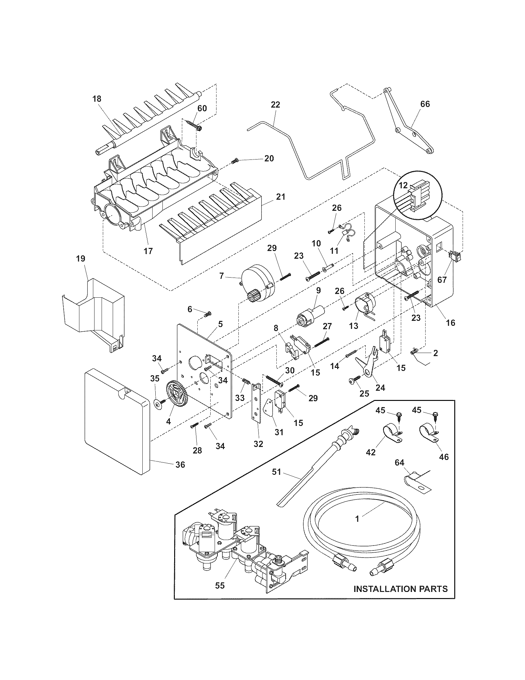 Kenmore 25355672408 ice maker diagram