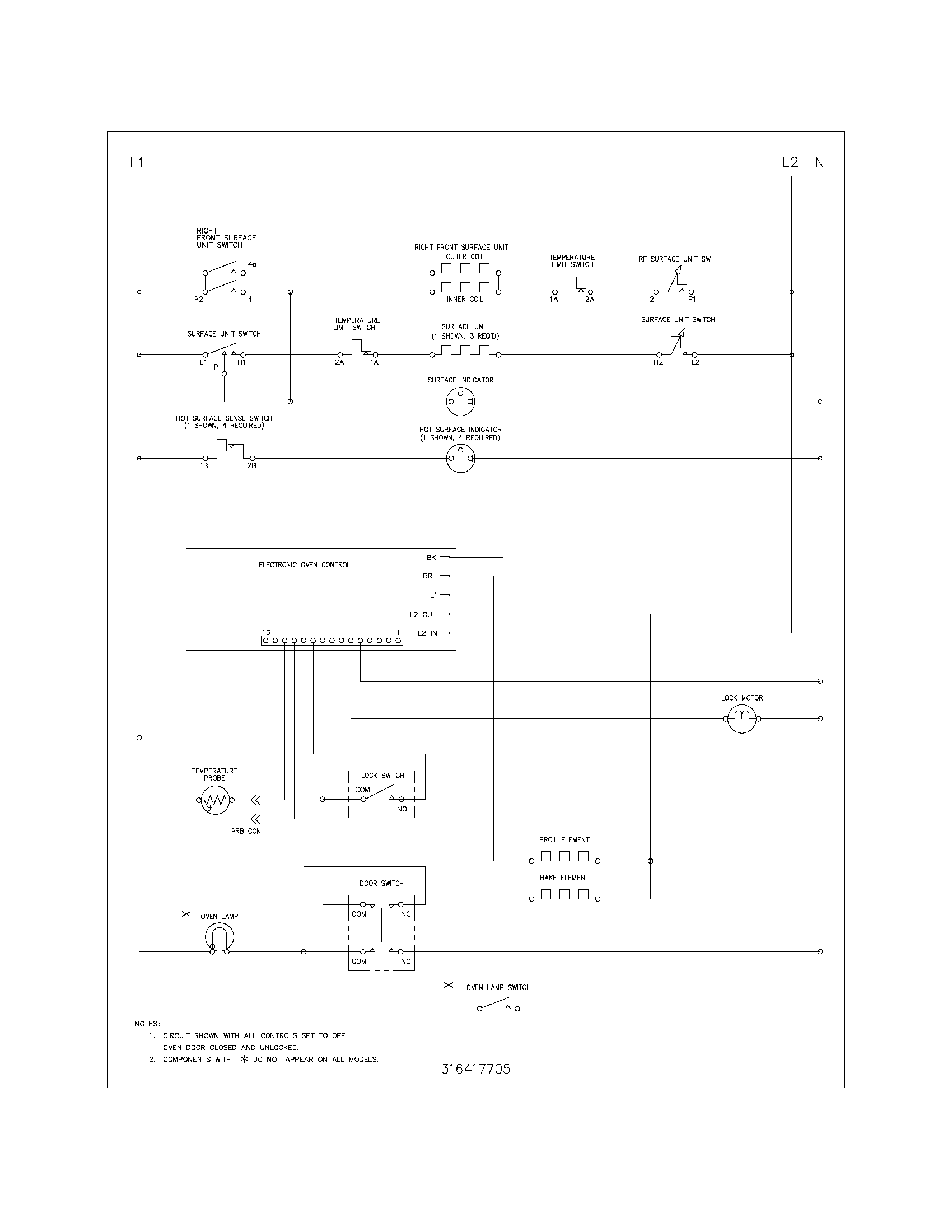 Frigidaire FEF365XESB wiring schematic diagram